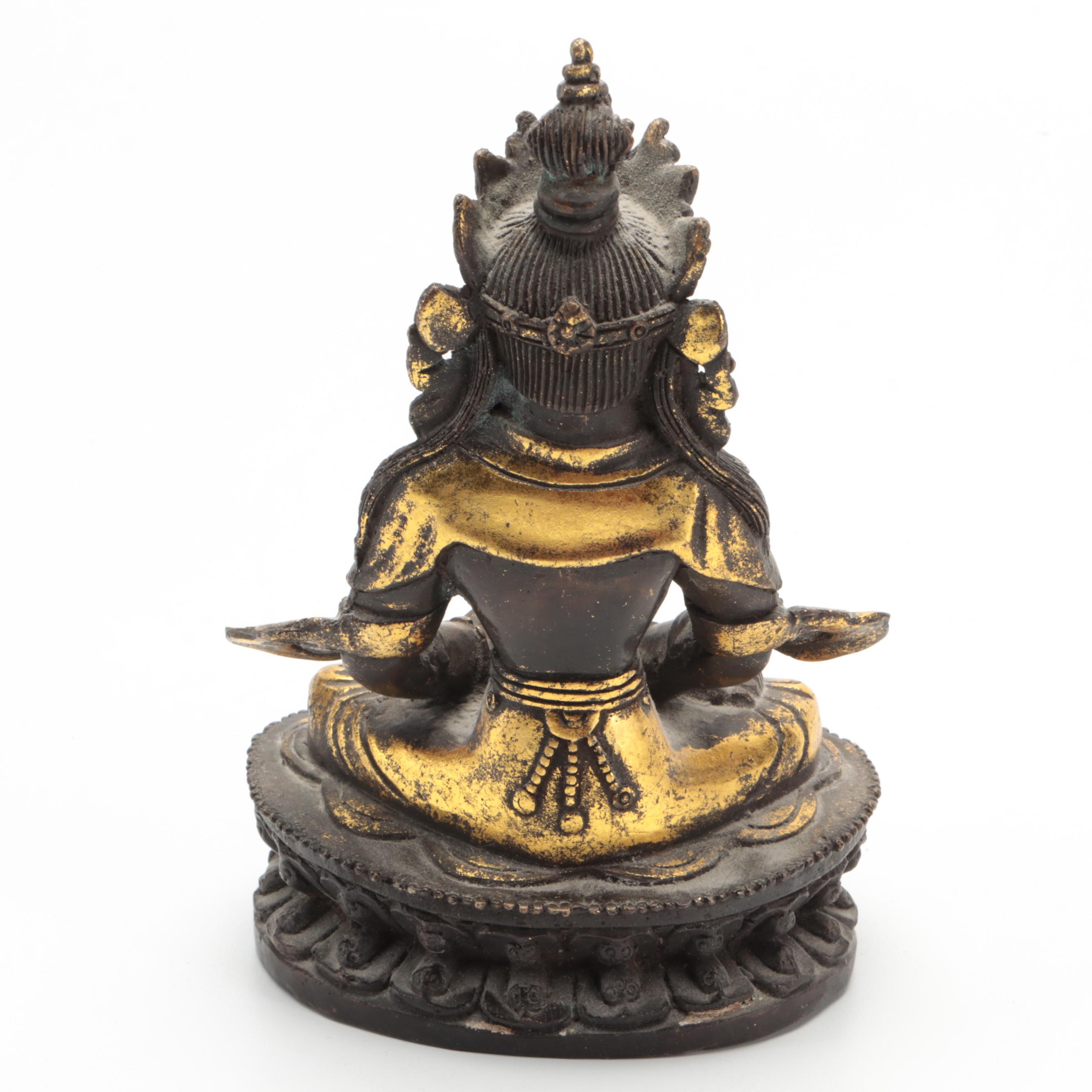 Tibetan Buddhist Cast Metal Deity and Amitabha Buddha Sculptures