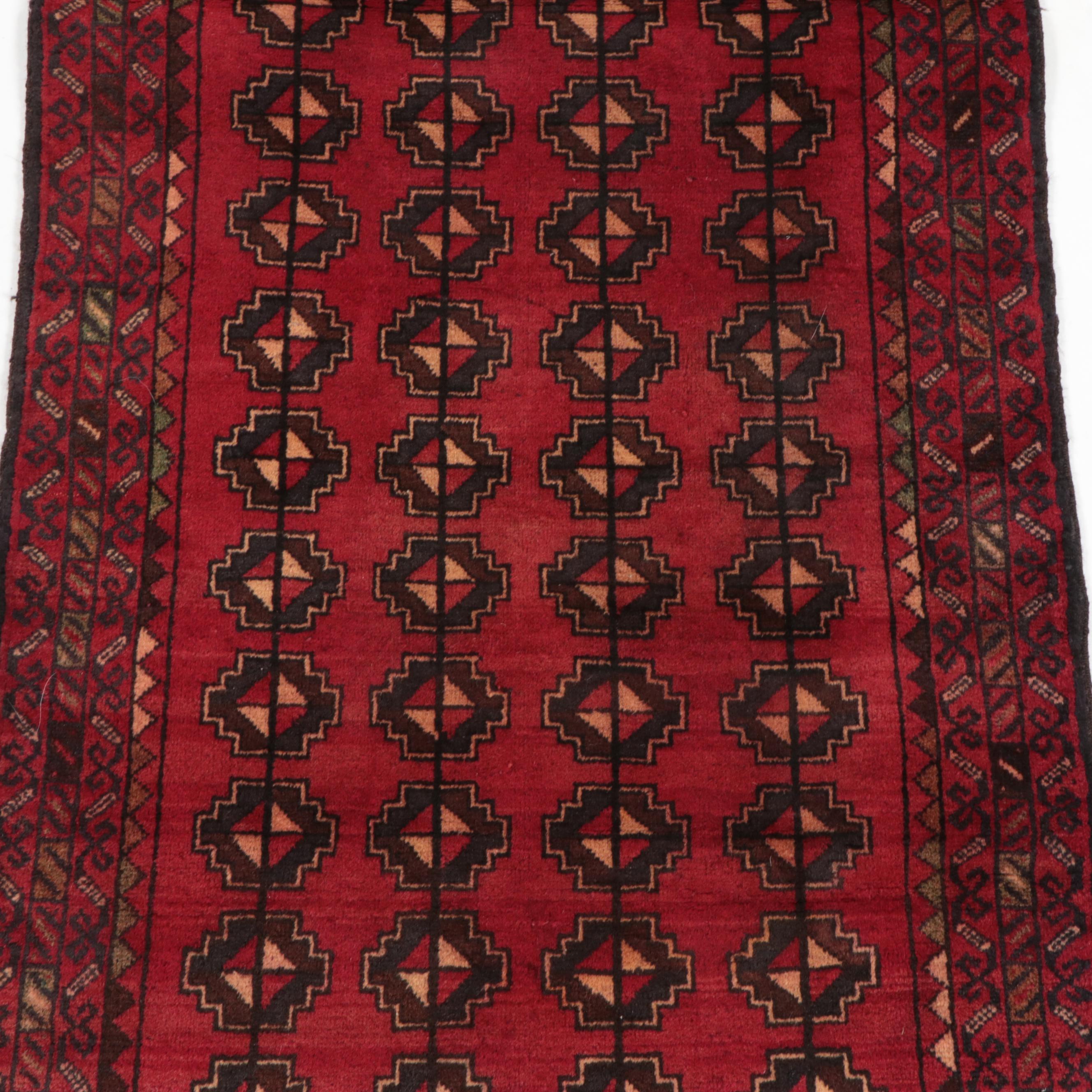 2'6 x 4'3 Hand-Knotted Afghan Turkmen Accent Rug