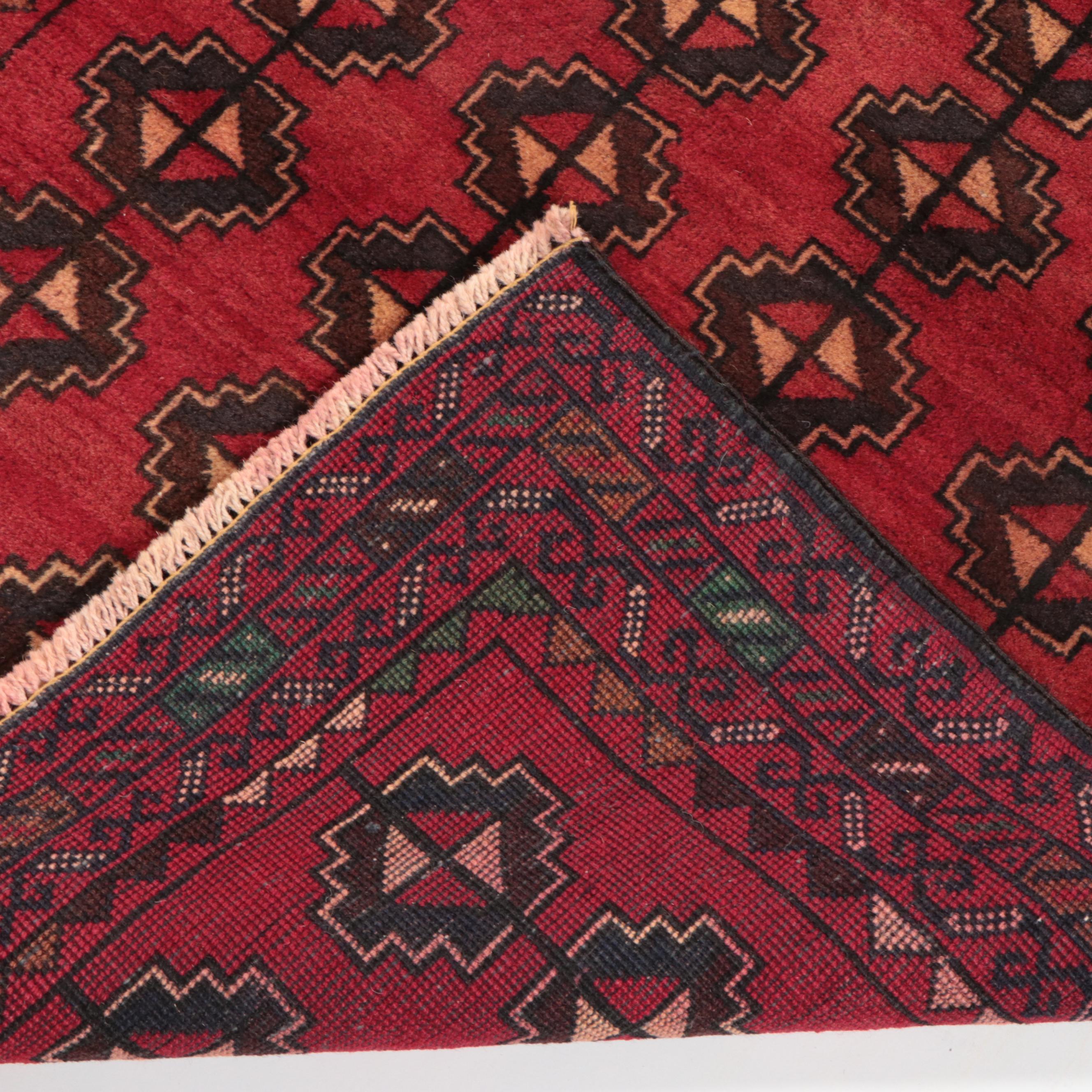 2'6 x 4'3 Hand-Knotted Afghan Turkmen Accent Rug