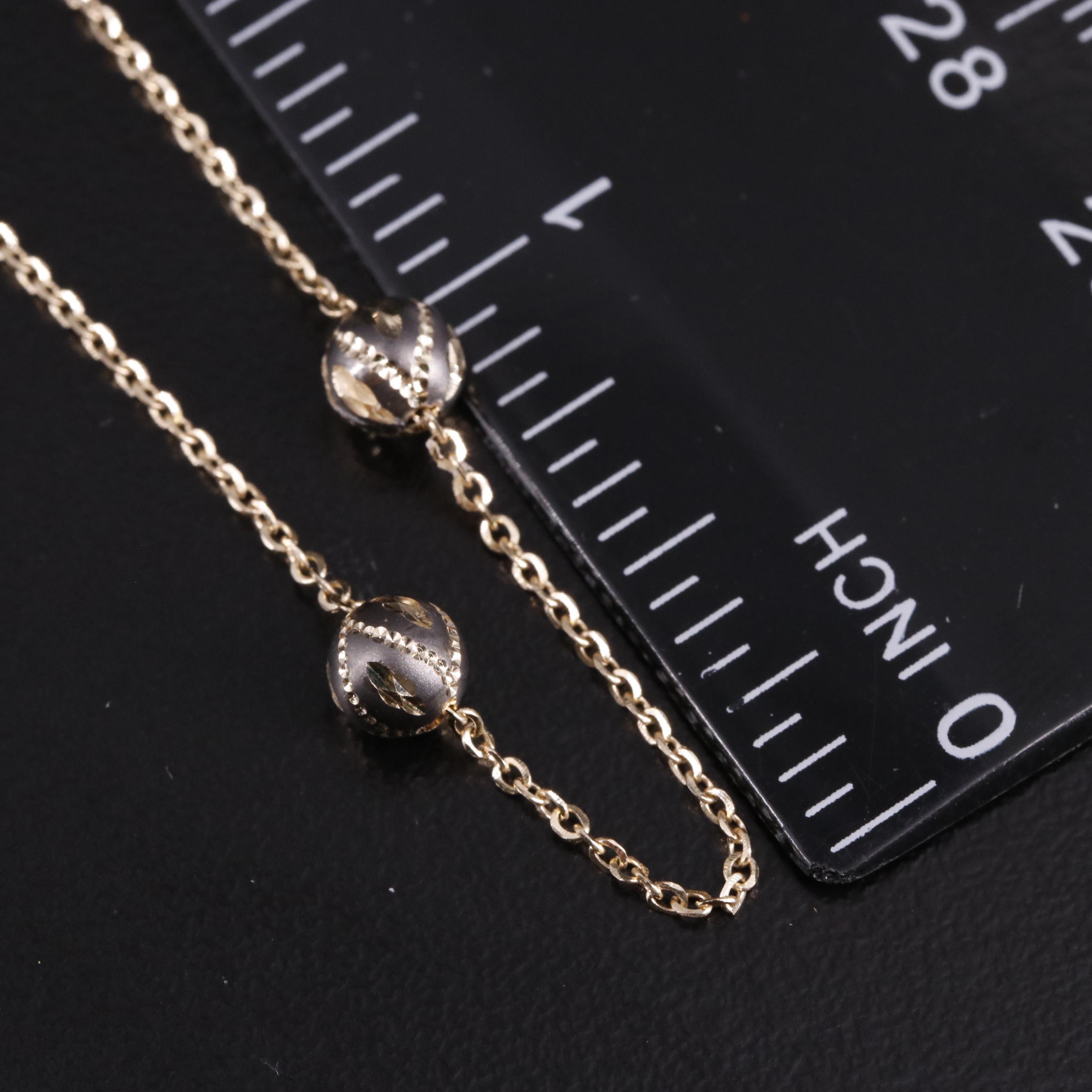 14K Diamond Cut Bead Station Necklace