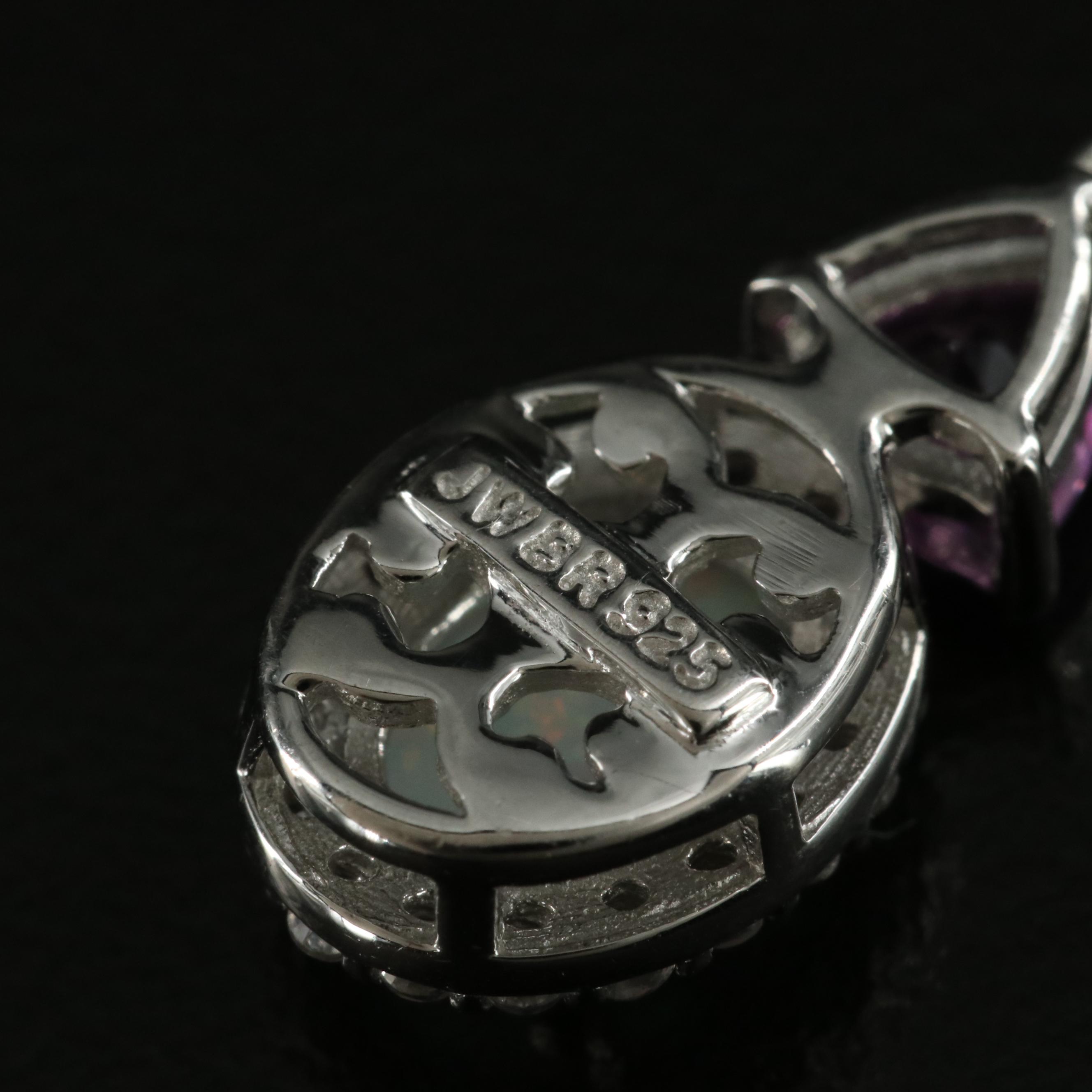 Sterling Opal, Pink and White Sapphire Earrings