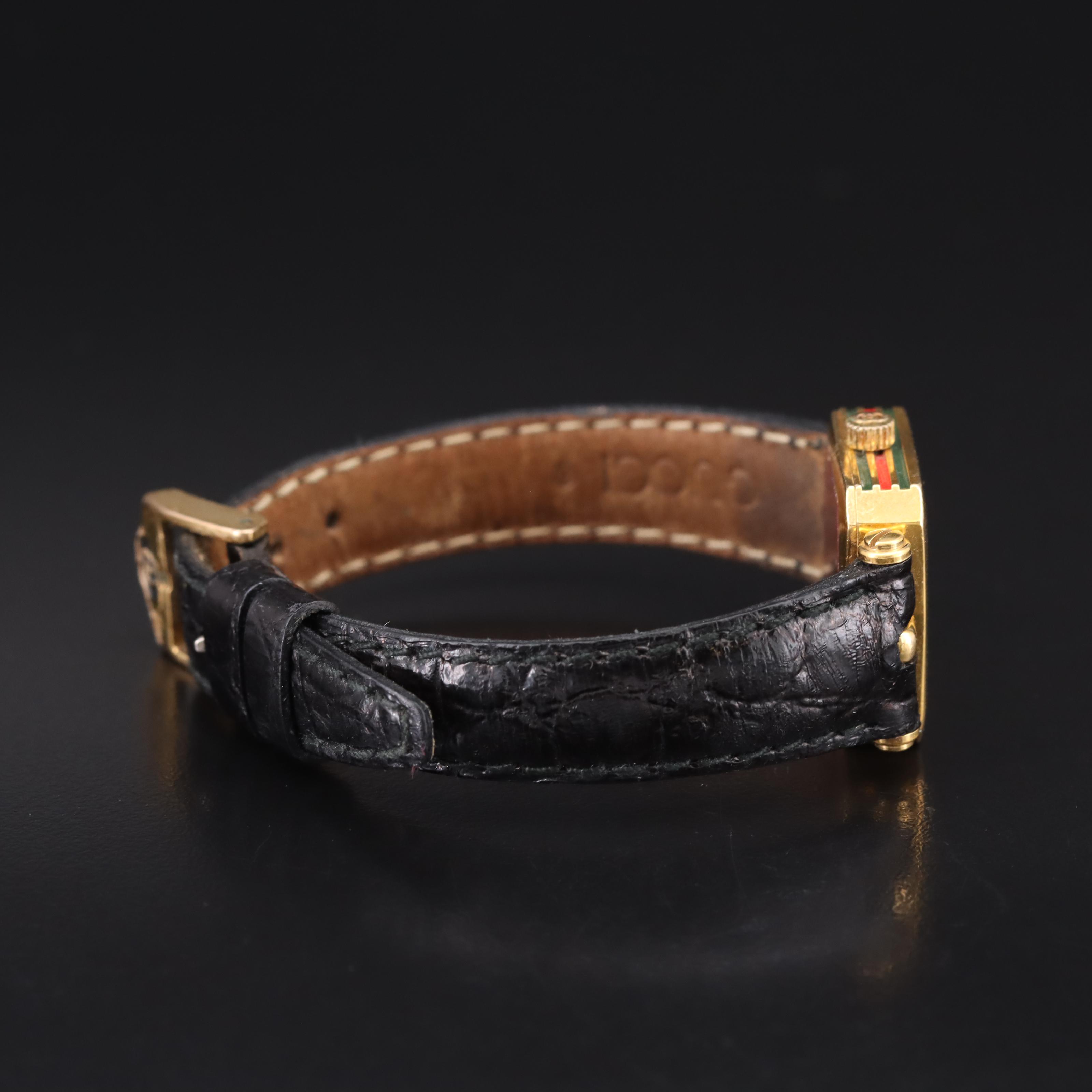 Vintage Gucci Enamel Sides Gold Plated Watch