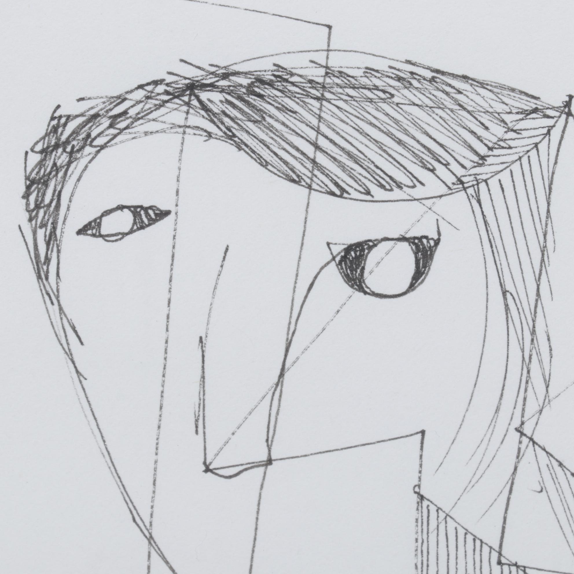 David Louis Ink Drawing "Untitled Study #10," 1996