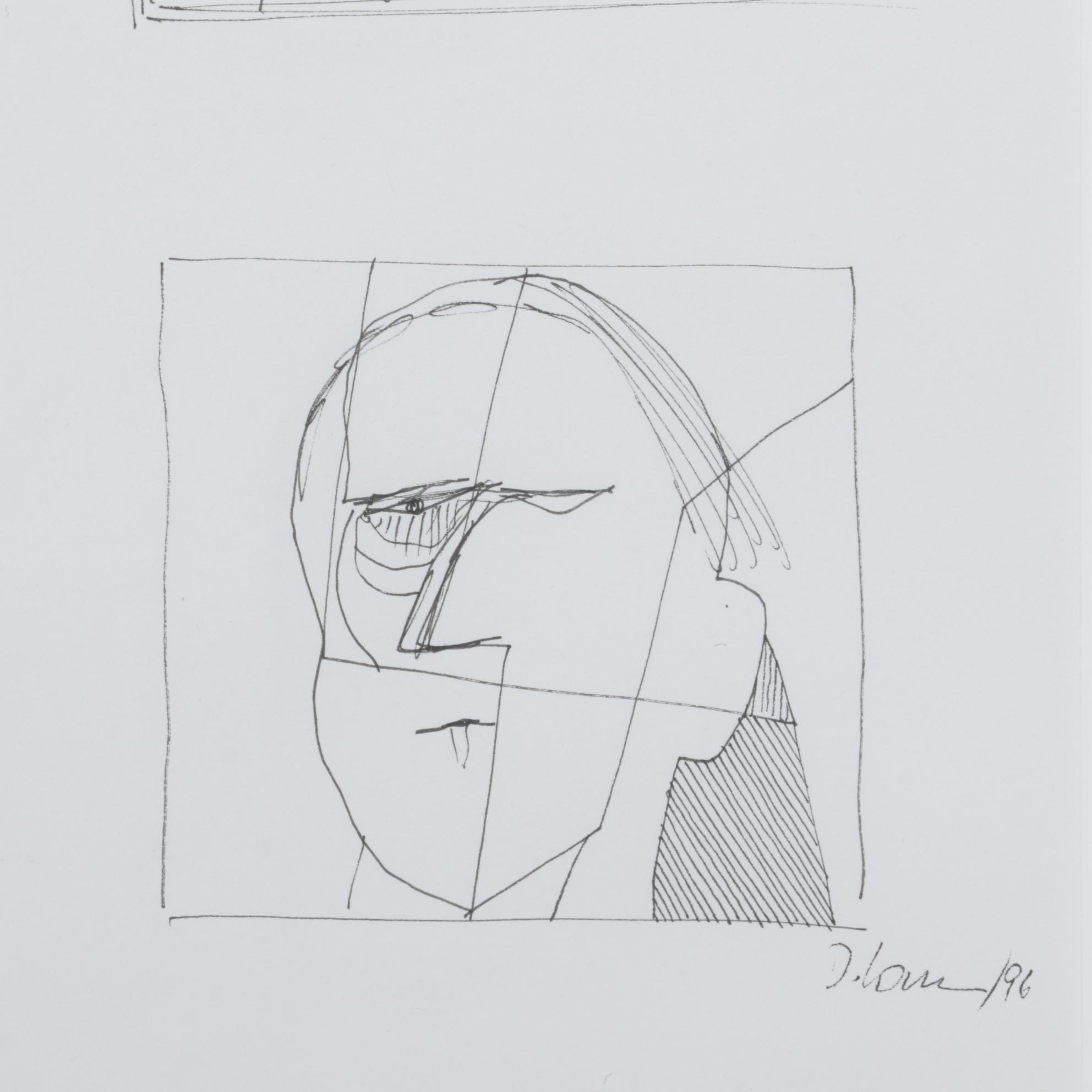 David Louis Ink Drawing "Untitled Study #10," 1996