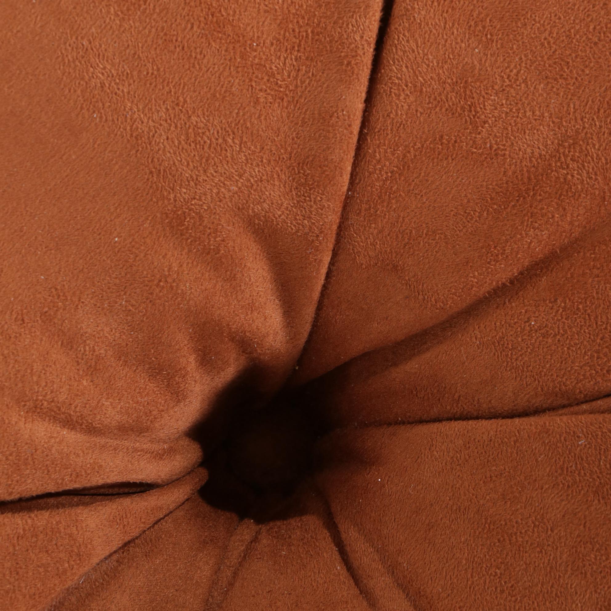 Contemporary Buttoned-Down Suede and Ogee Frame Ottoman