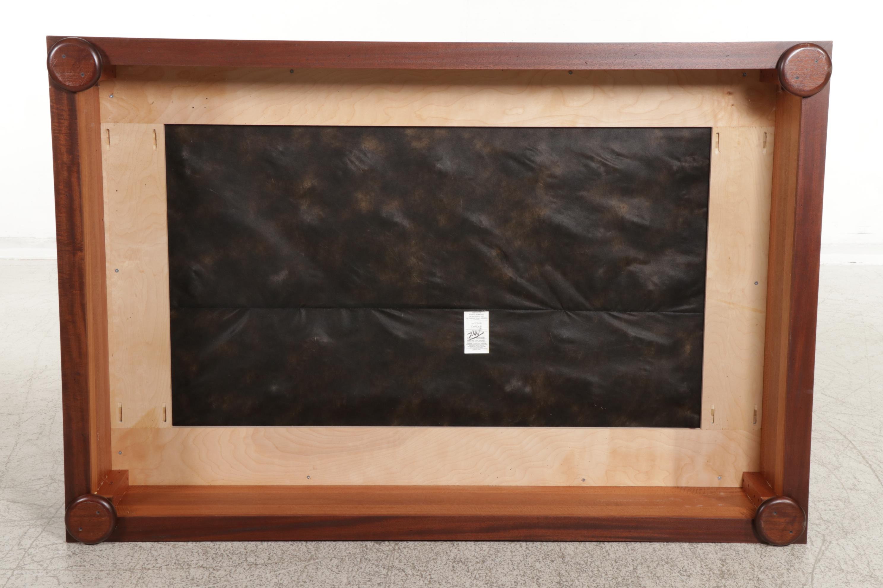 Contemporary Buttoned-Down Suede and Ogee Frame Ottoman