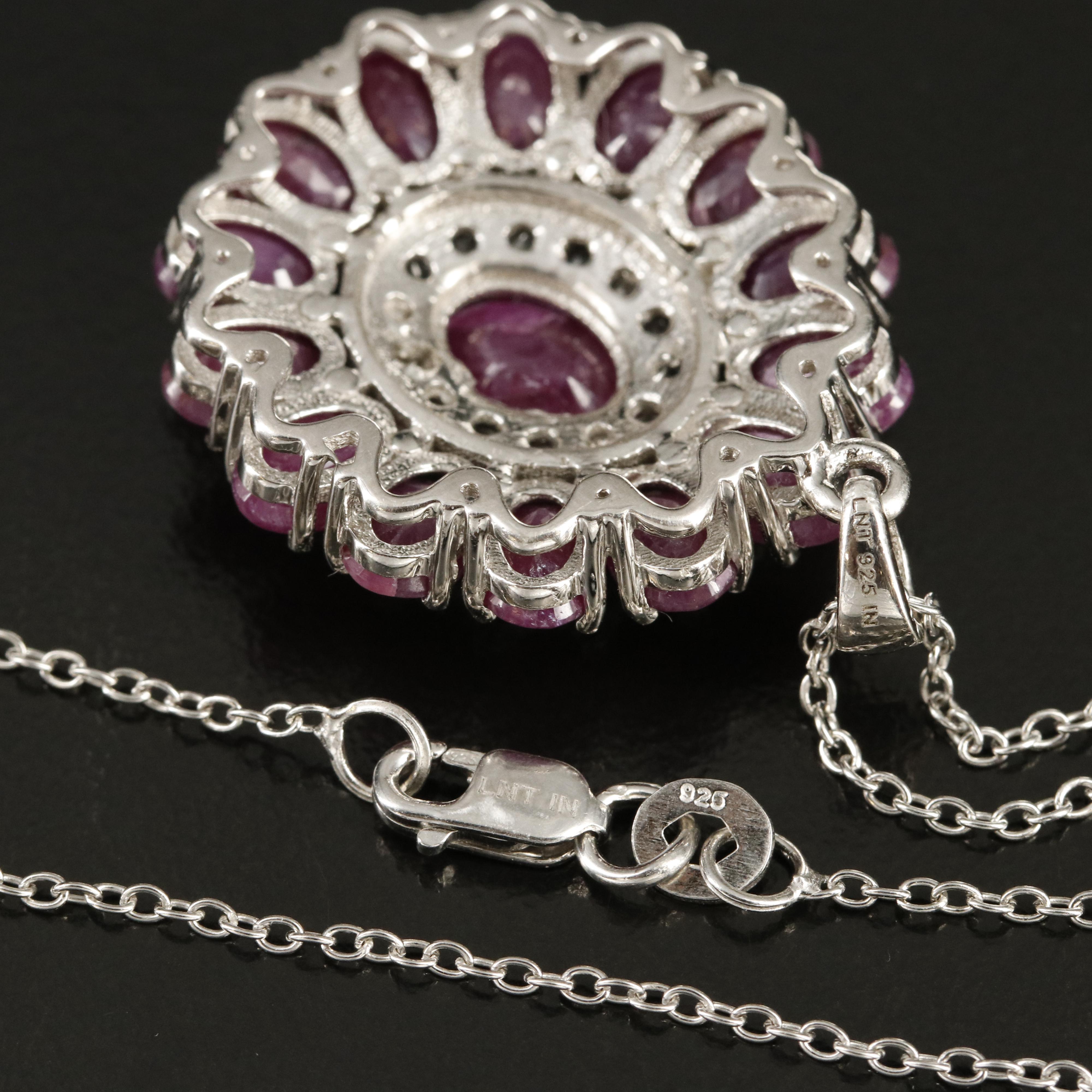 Sterling Corundum and Topaz Pendant Necklace