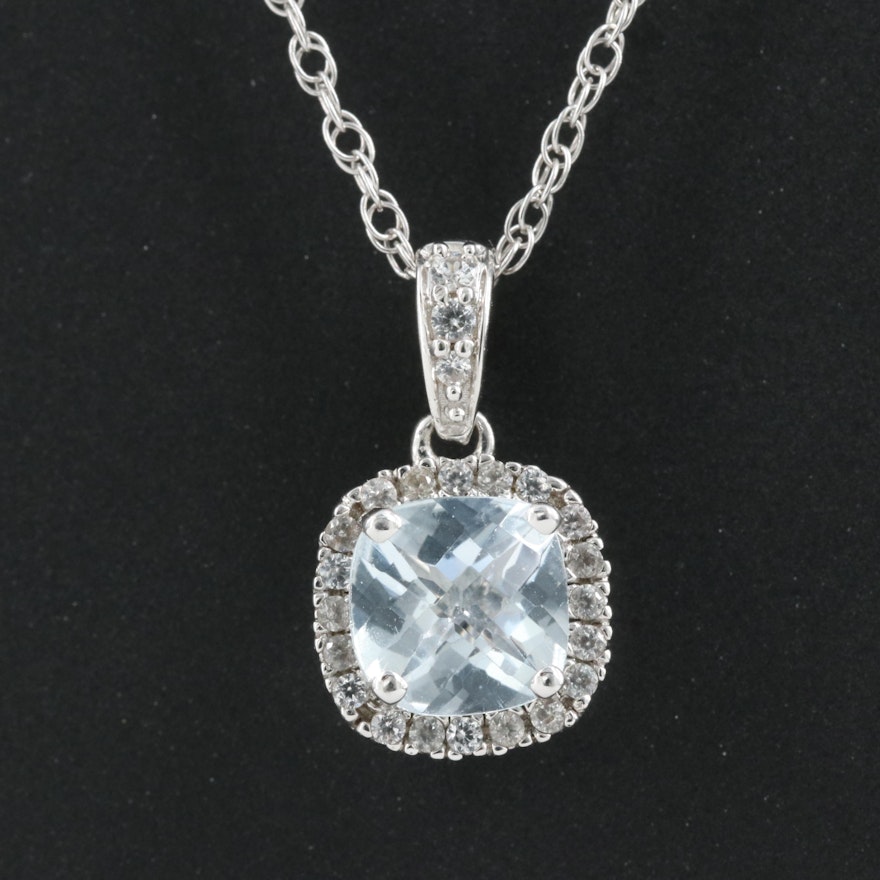 Sterling Aquamarine and Sapphire Necklace