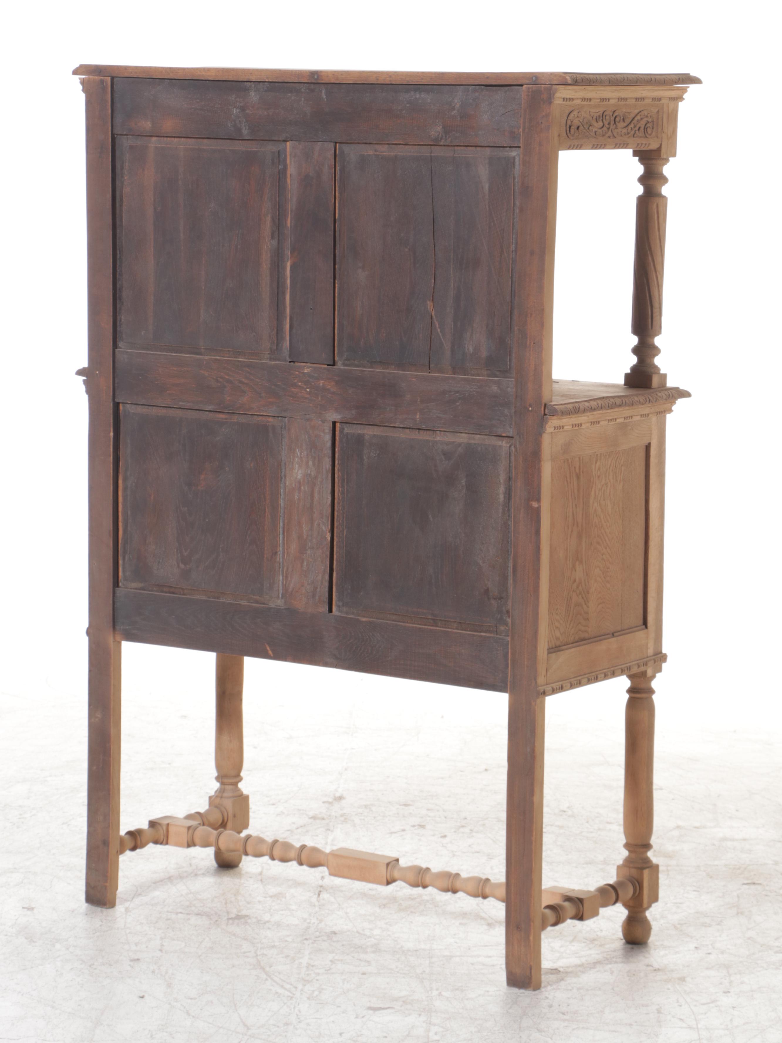 Renaissance Style Scrubbed Oak Cabinet-on-Stand, Early 20th Century