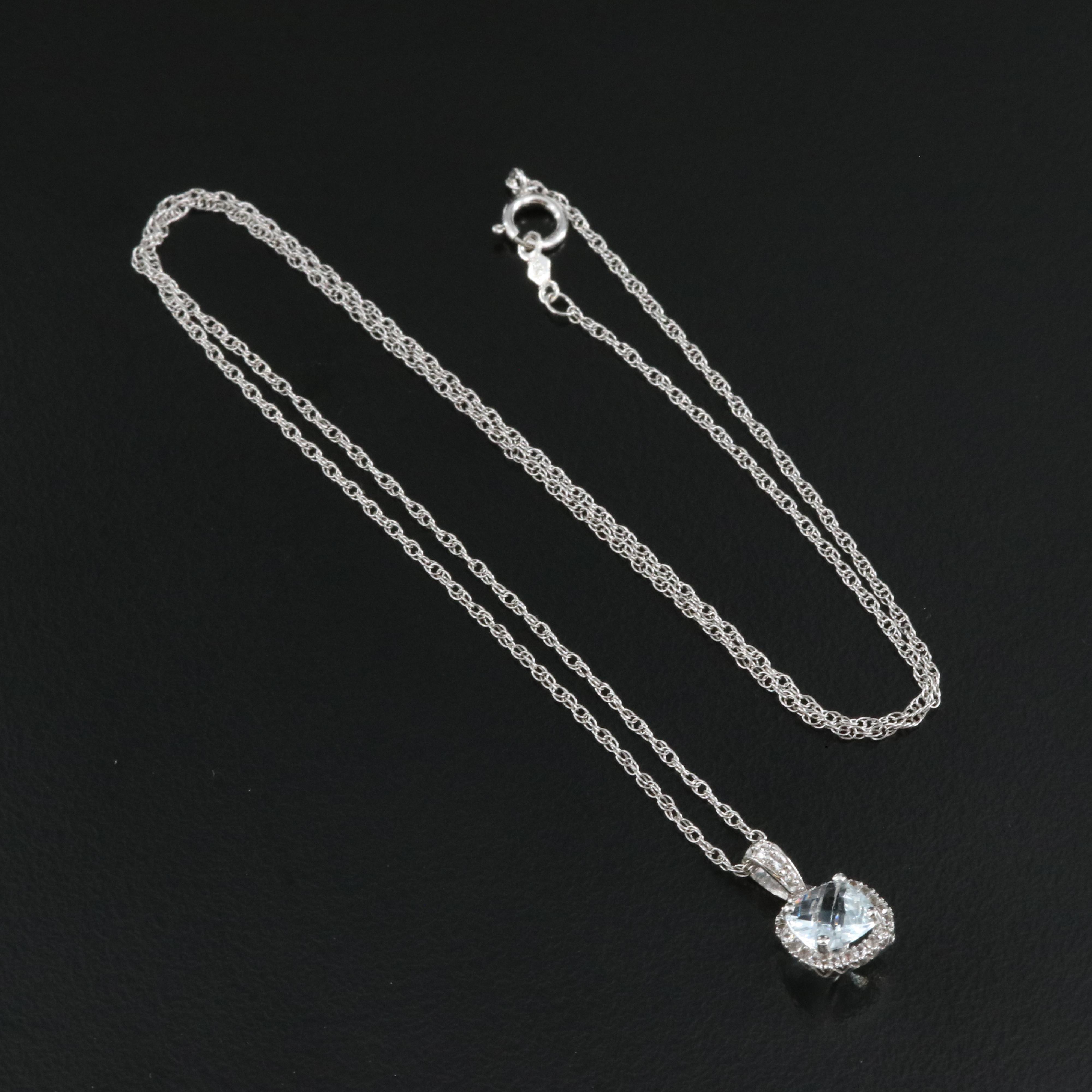 Sterling Aquamarine and Sapphire Necklace