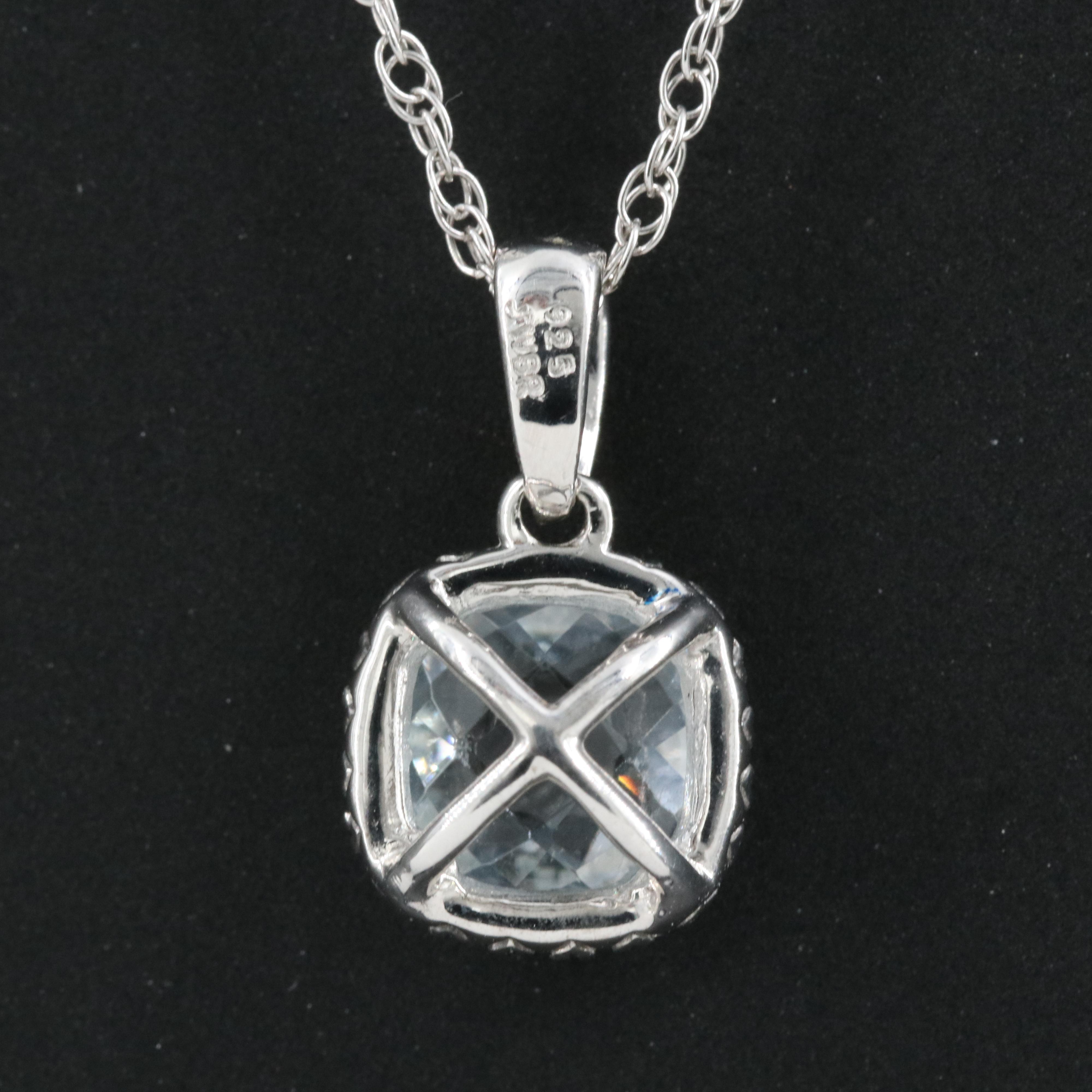 Sterling Aquamarine and Sapphire Necklace