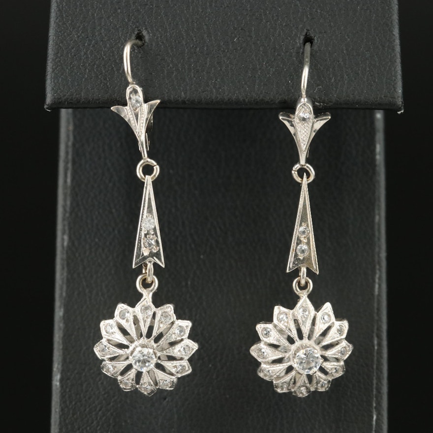 1950s 14K Spinel Starburst Drop Earrings