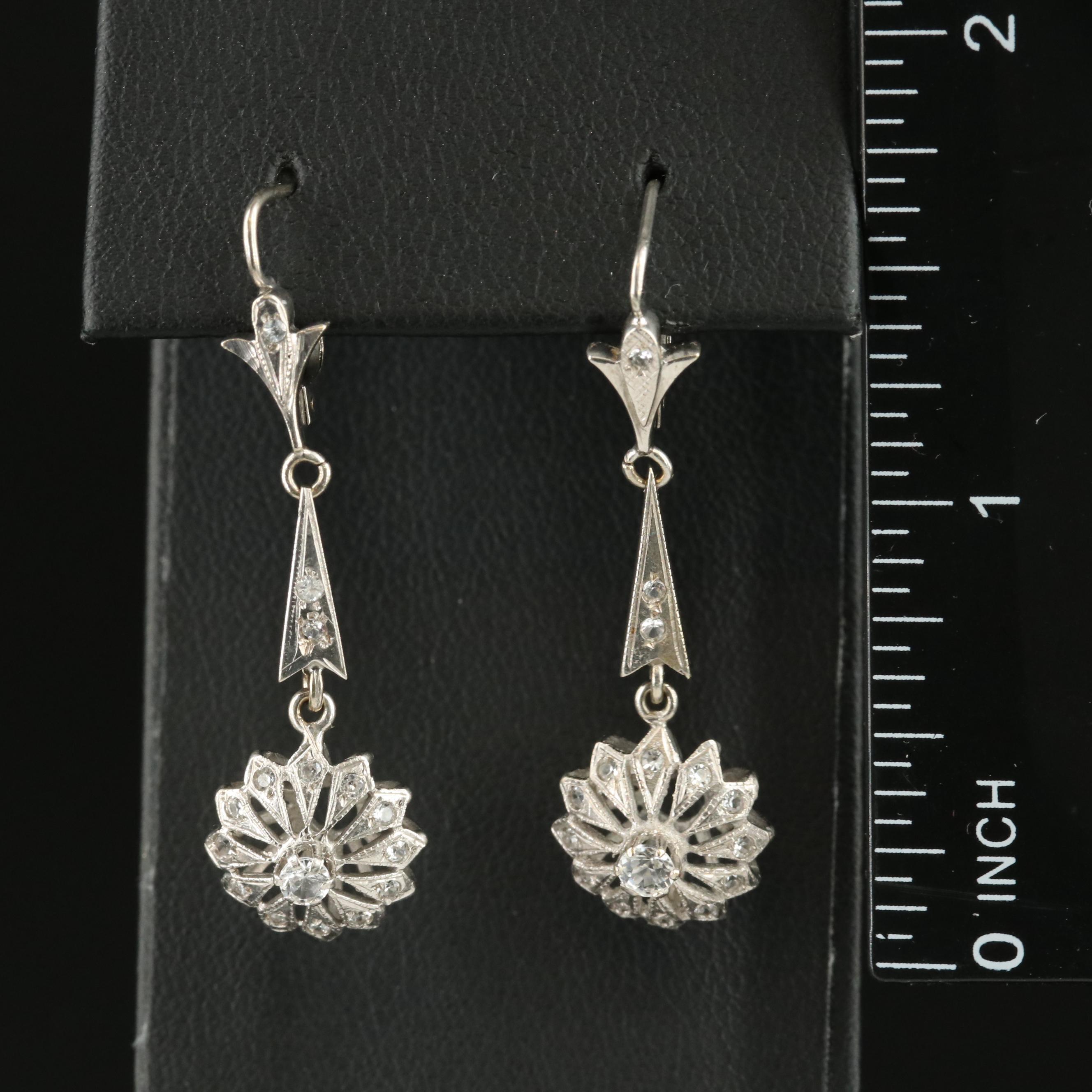 1950s 14K Spinel Starburst Drop Earrings