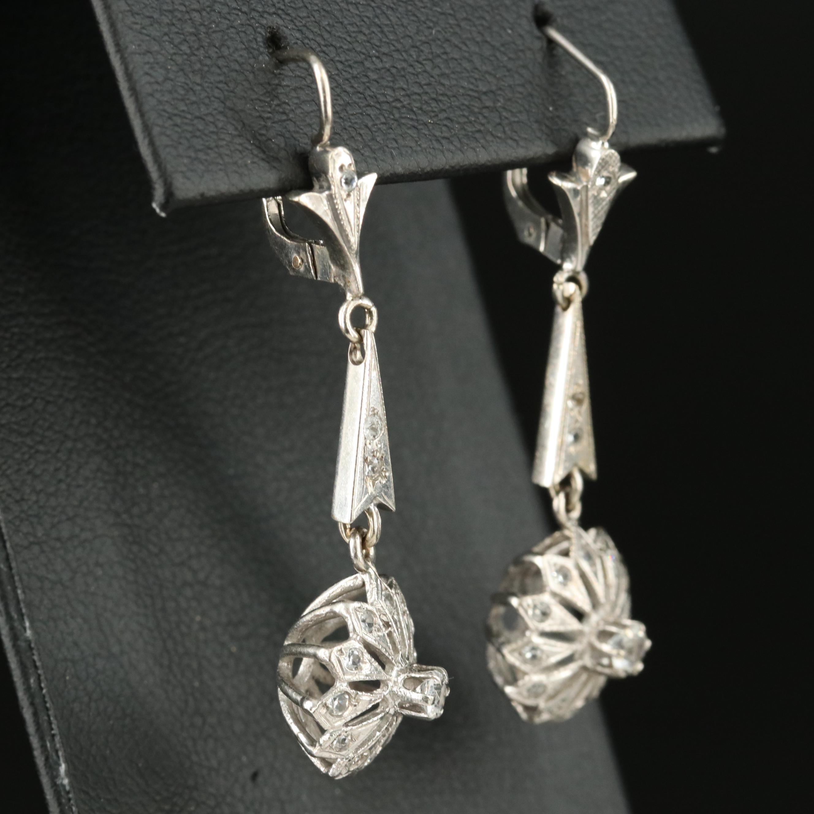 1950s 14K Spinel Starburst Drop Earrings