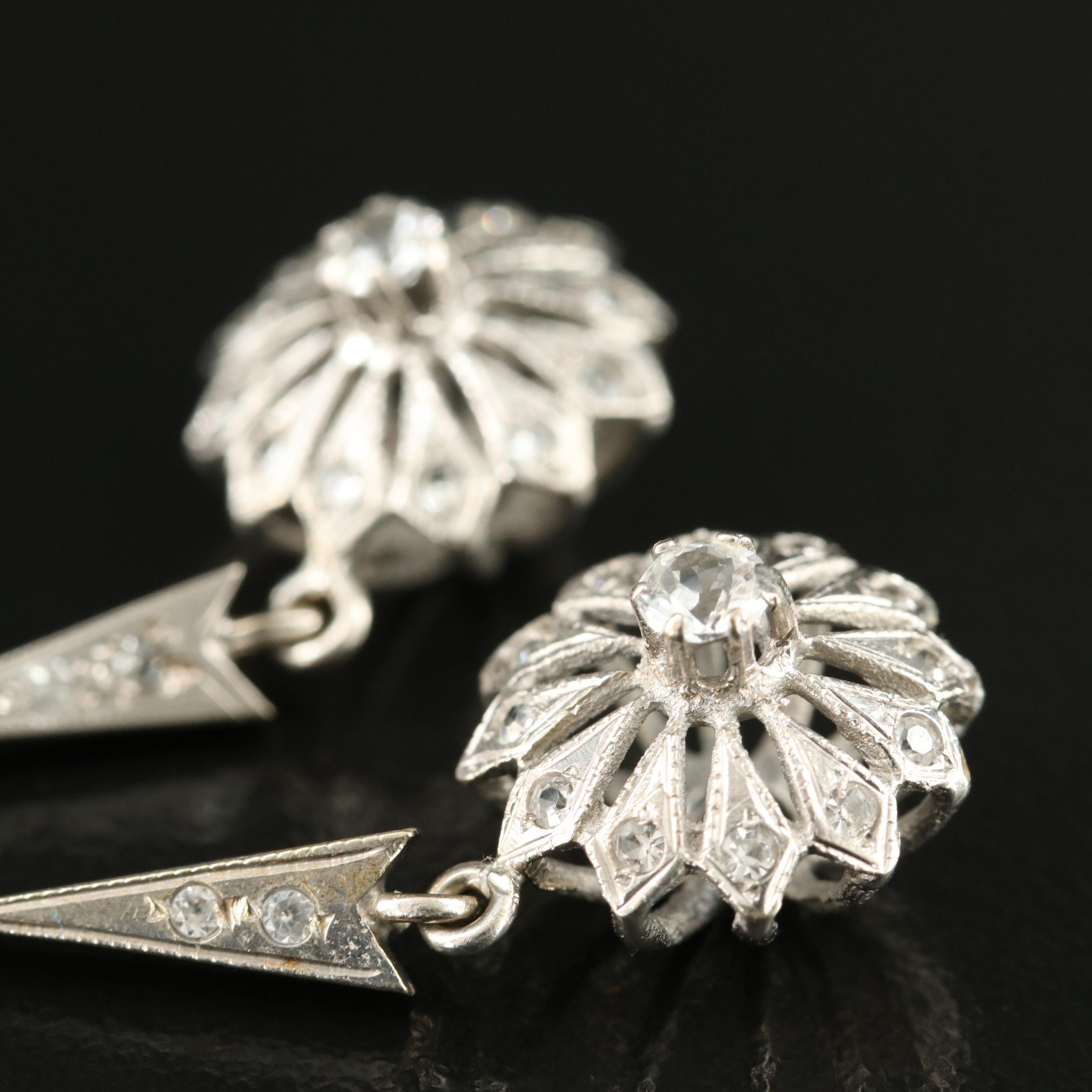 1950s 14K Spinel Starburst Drop Earrings