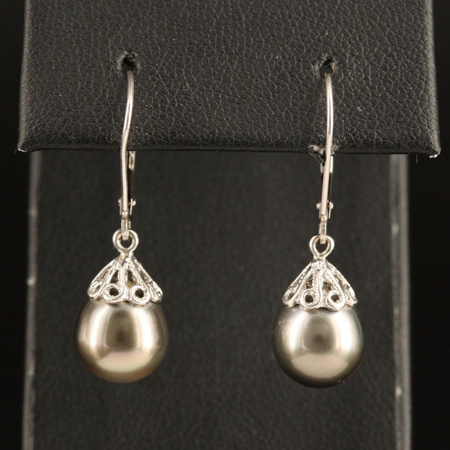 14K Pearl Pendant Earrings