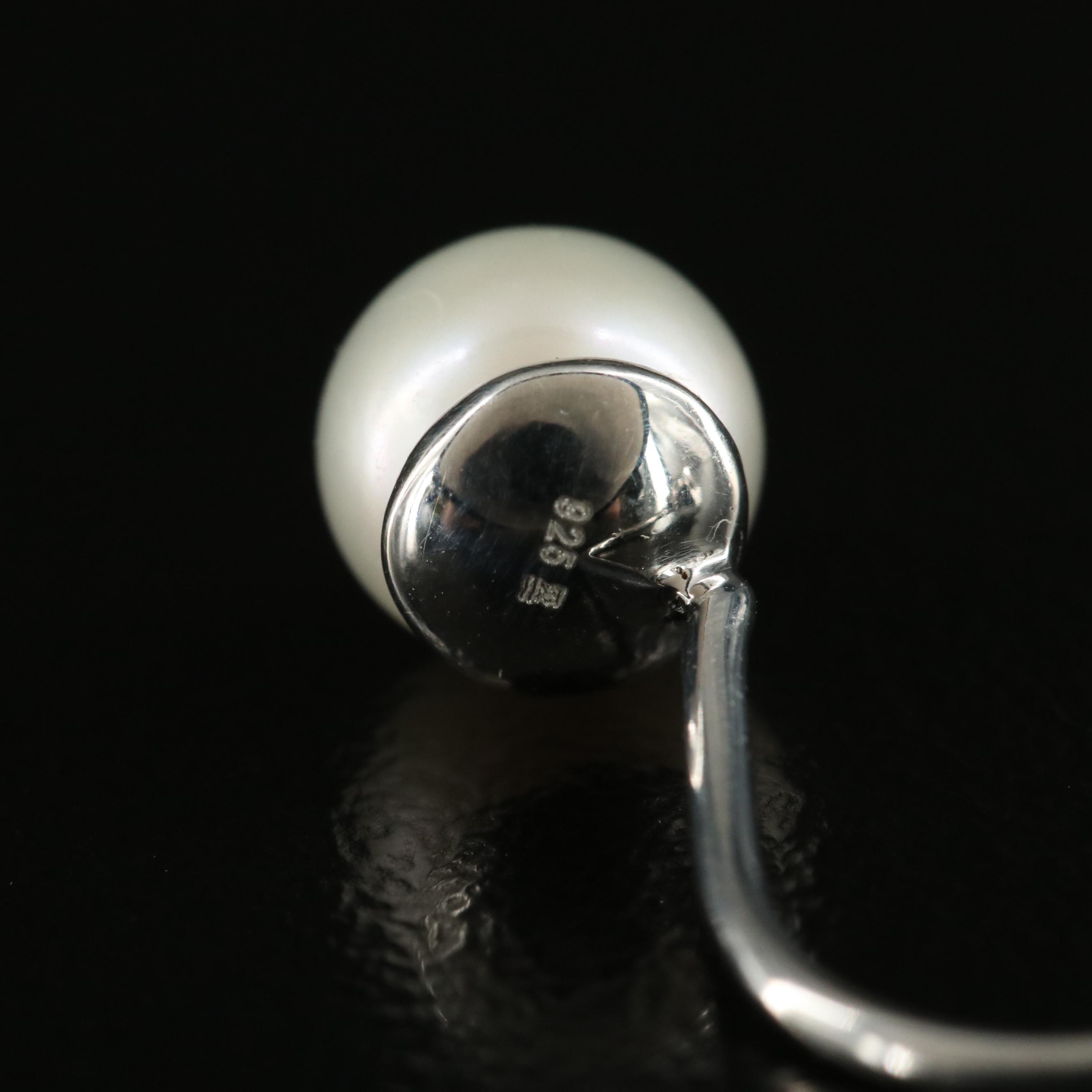 Sterling Pearl and Cubic Zirconia Earrings