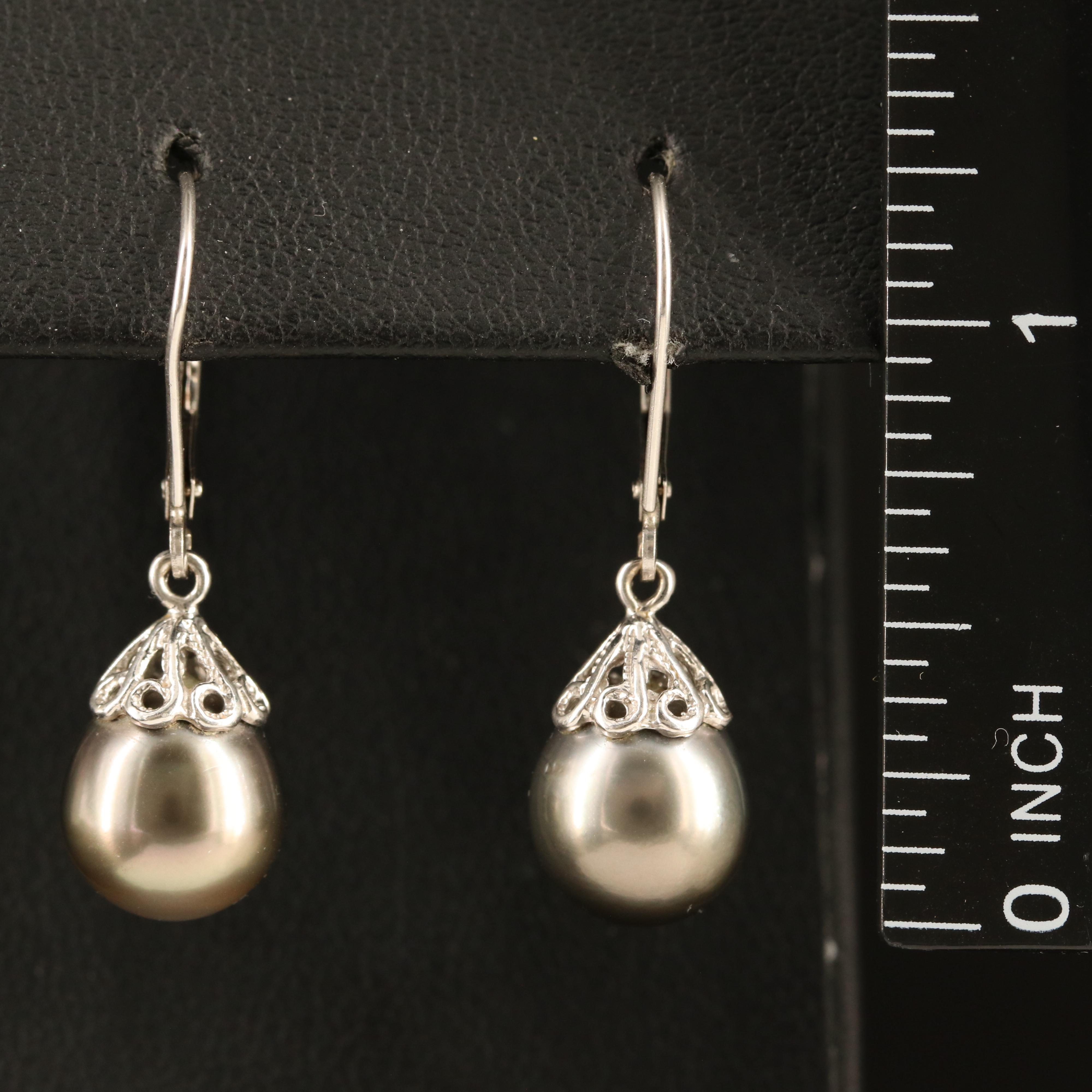 14K Pearl Pendant Earrings