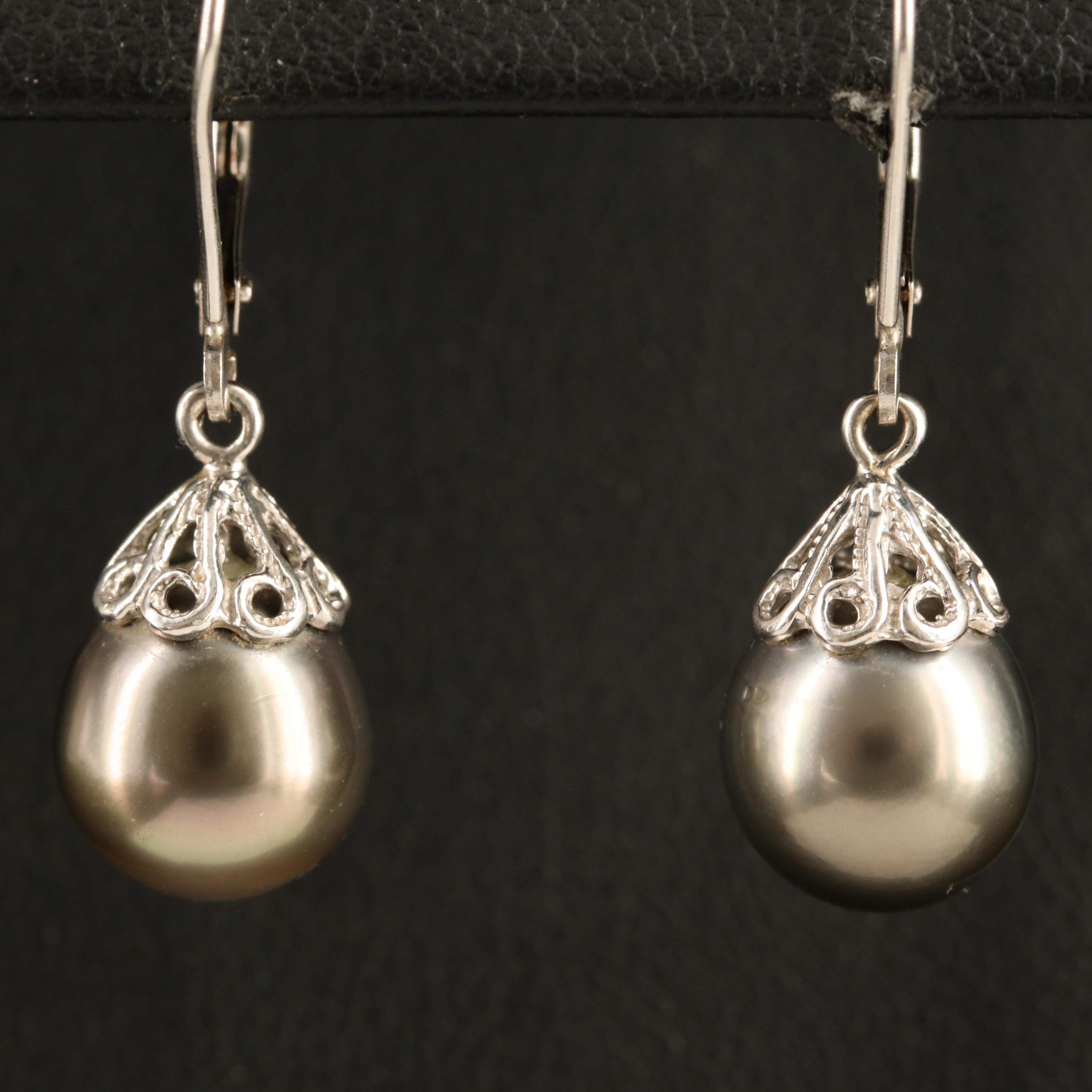 14K Pearl Pendant Earrings