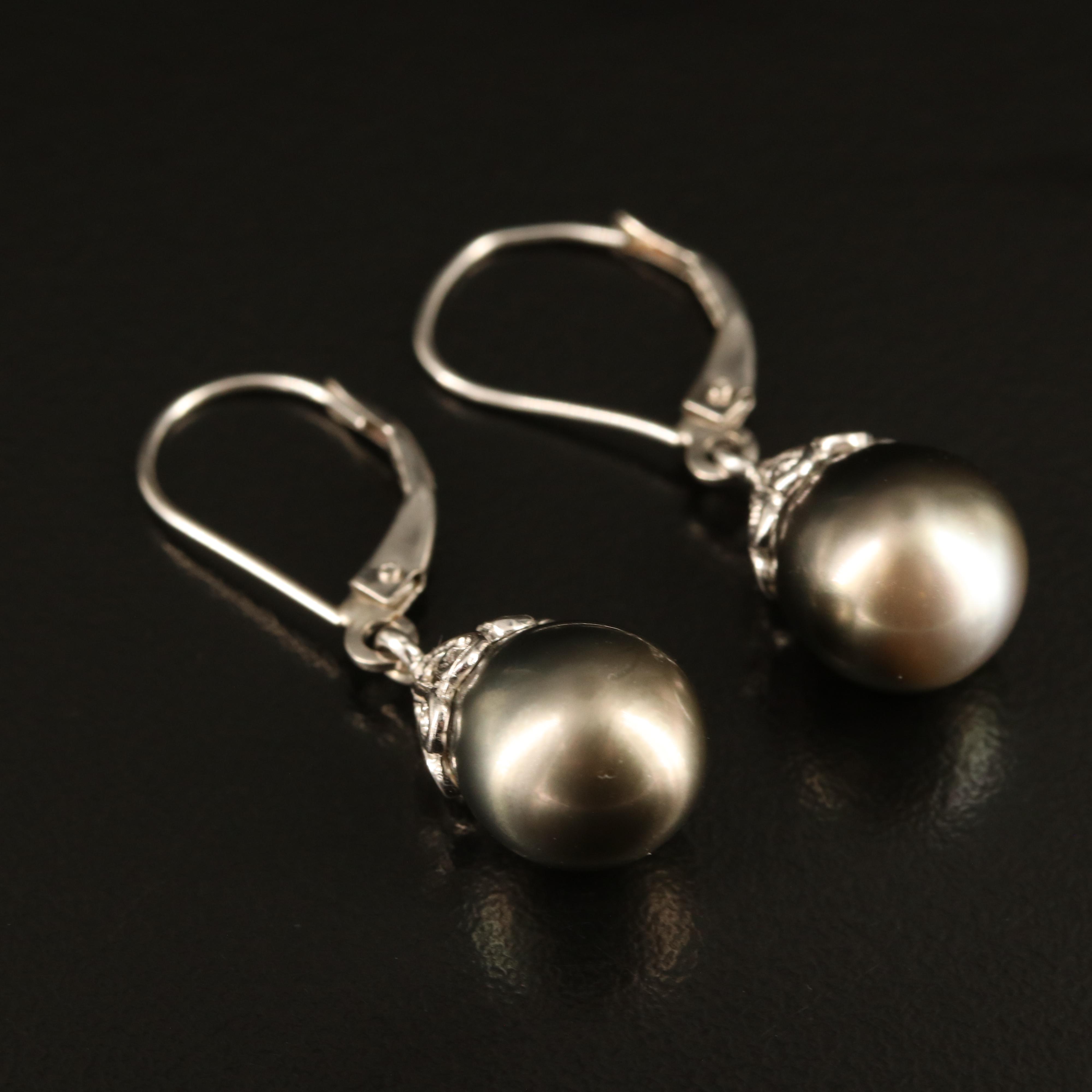 14K Pearl Pendant Earrings