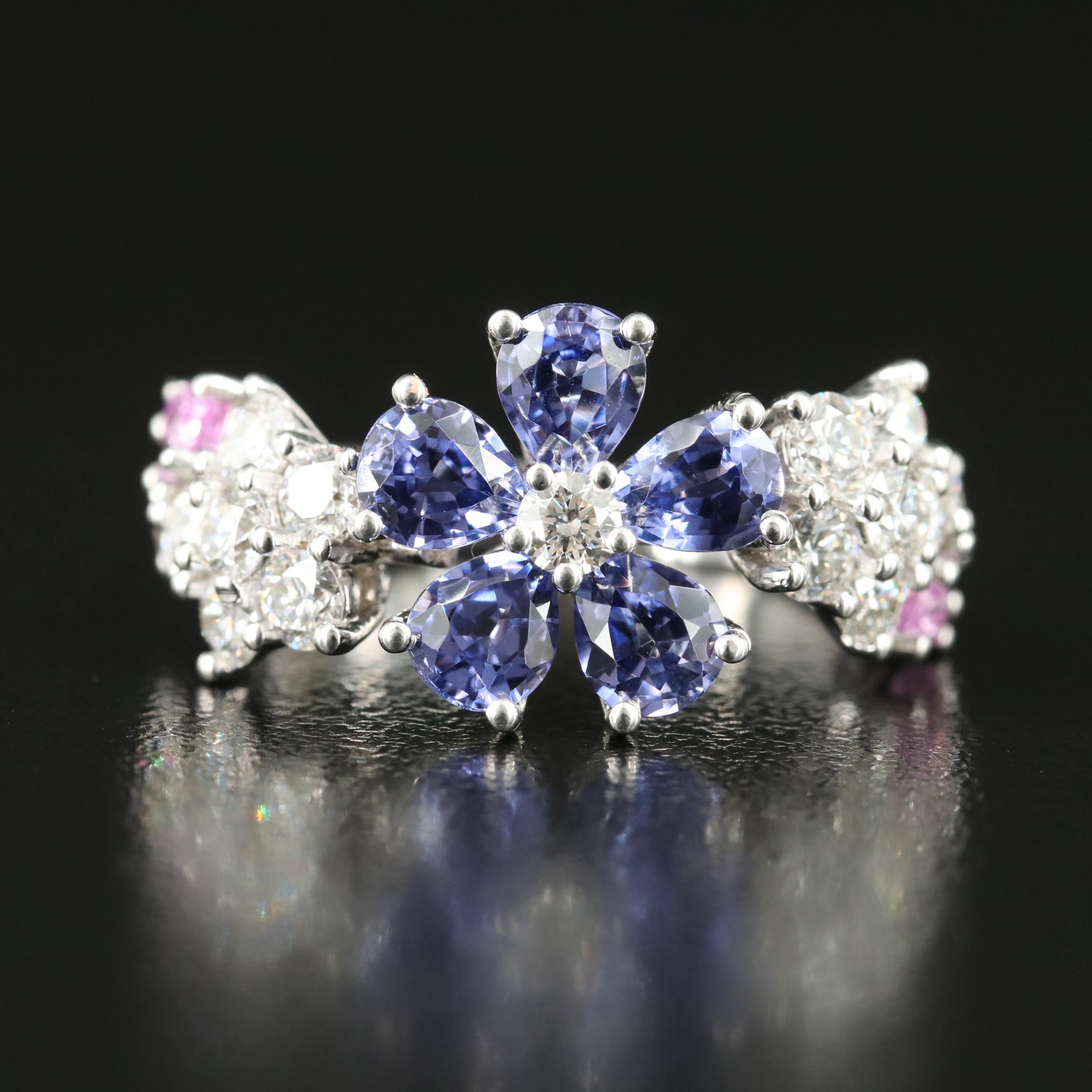 Van Cleef & Arpels "Folie des Prés" 1.31 CTW Diamond and 2.72 CTW Sapphire Ring