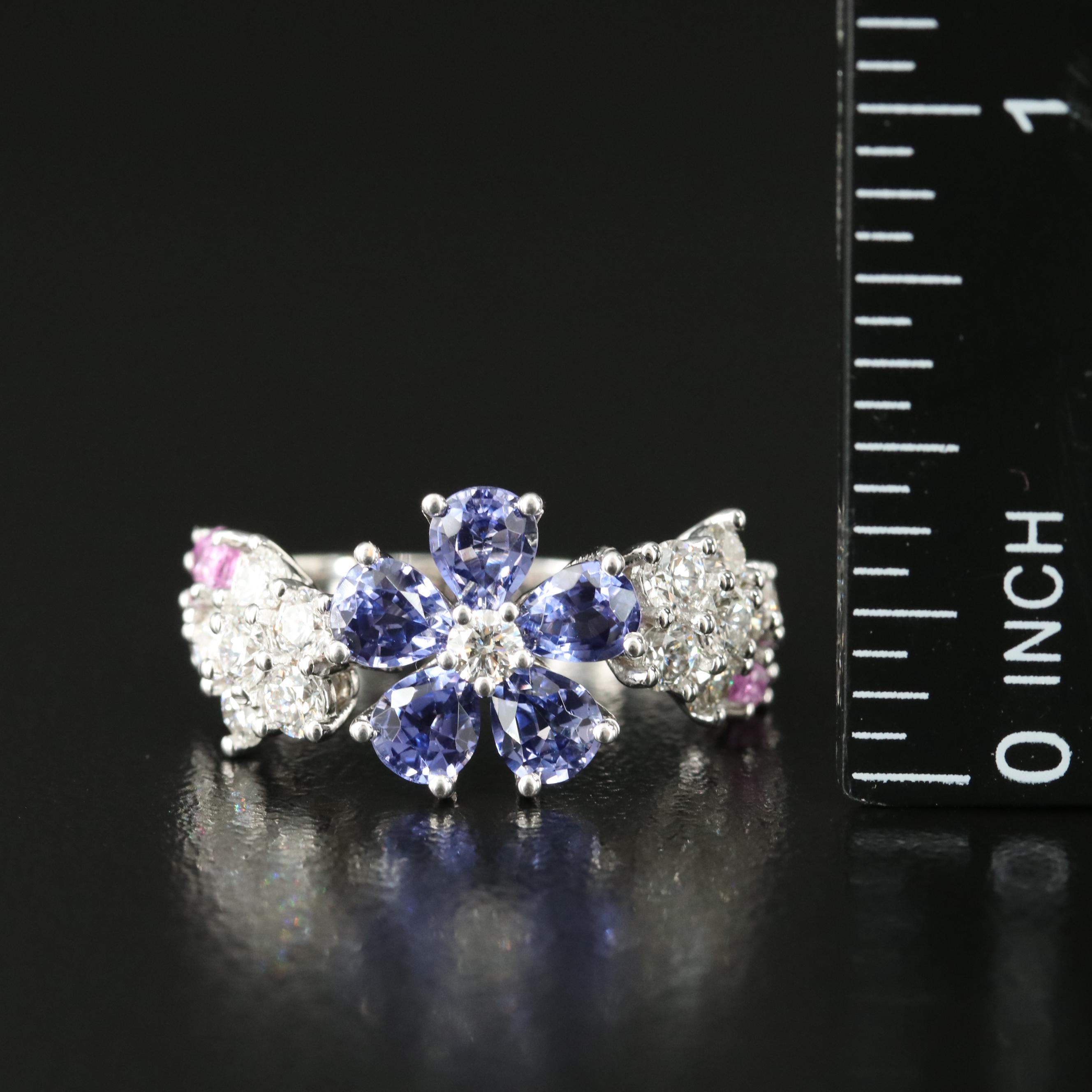 Van Cleef & Arpels "Folie des Prés" 1.31 CTW Diamond and 2.72 CTW Sapphire Ring
