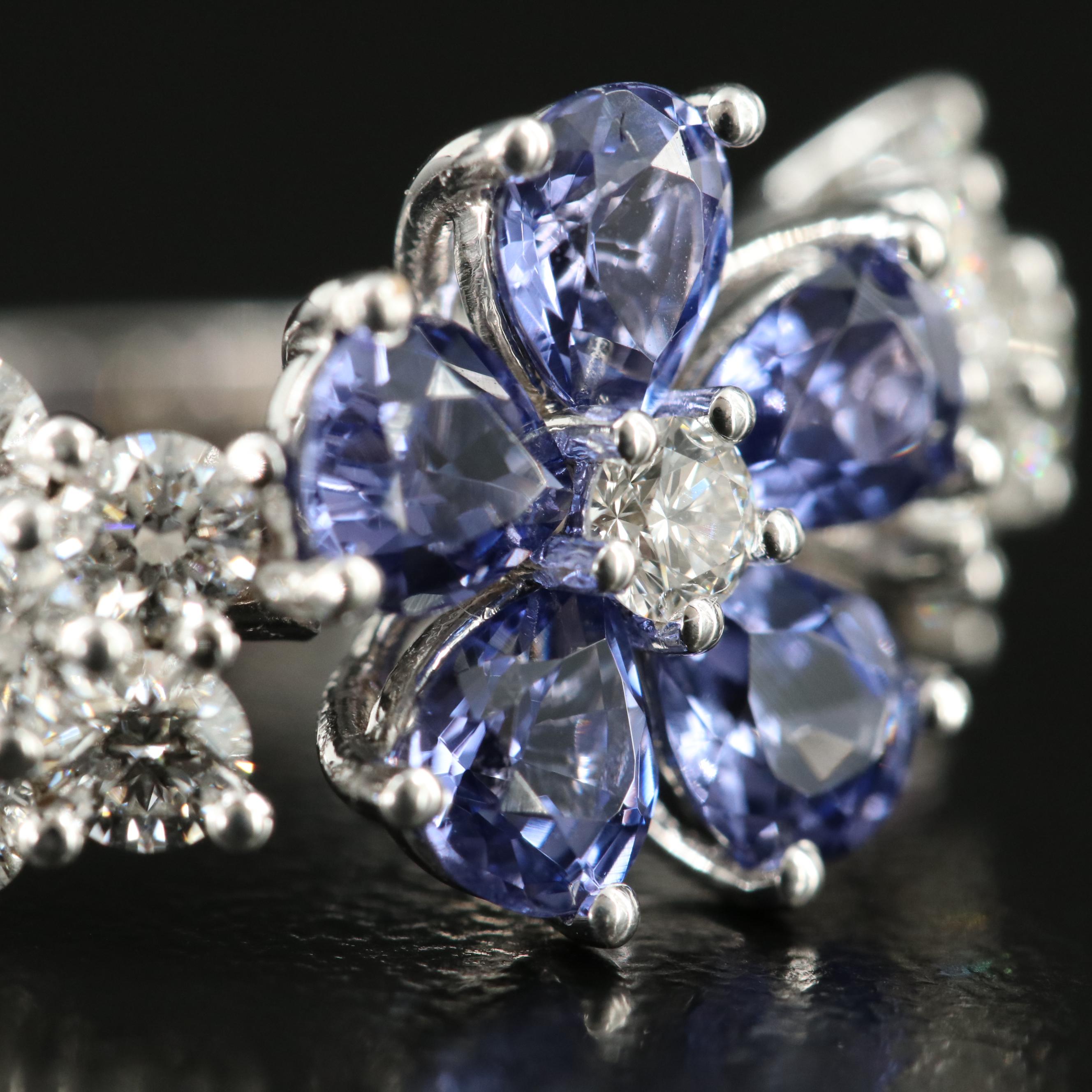 Van Cleef & Arpels "Folie des Prés" 1.31 CTW Diamond and 2.72 CTW Sapphire Ring