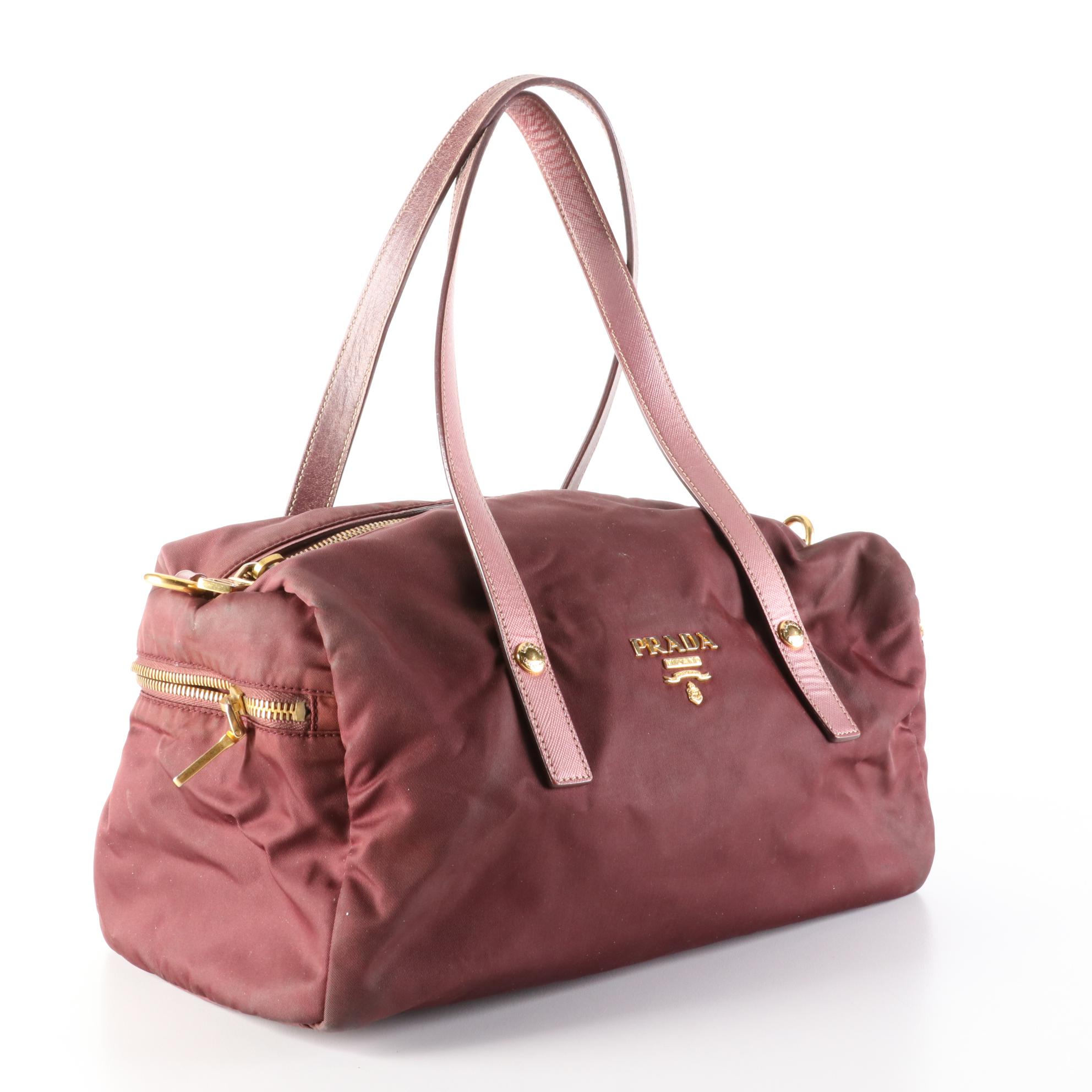 Prada Nylon Tessuto and Leather Shoulder Bag