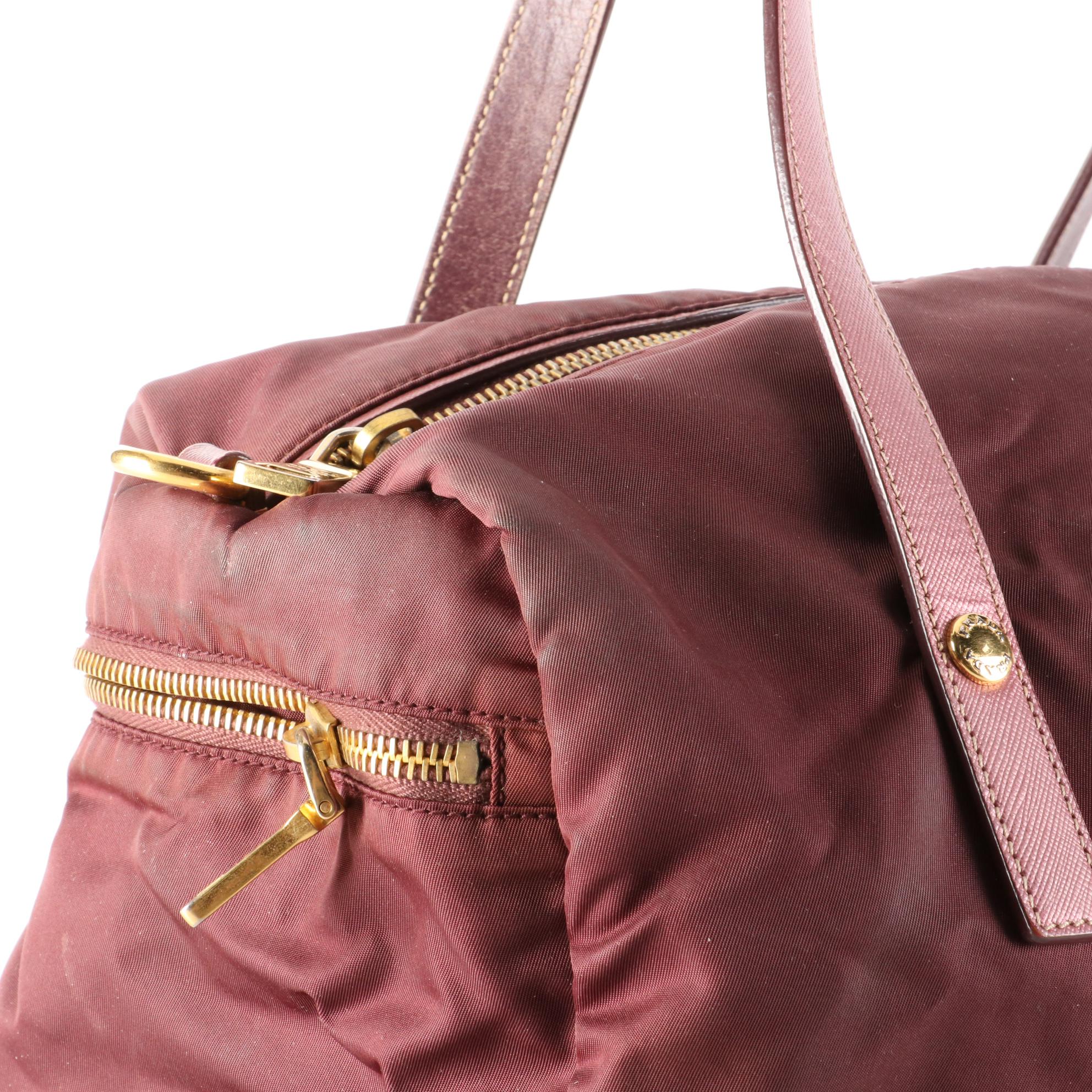 Prada Nylon Tessuto and Leather Shoulder Bag