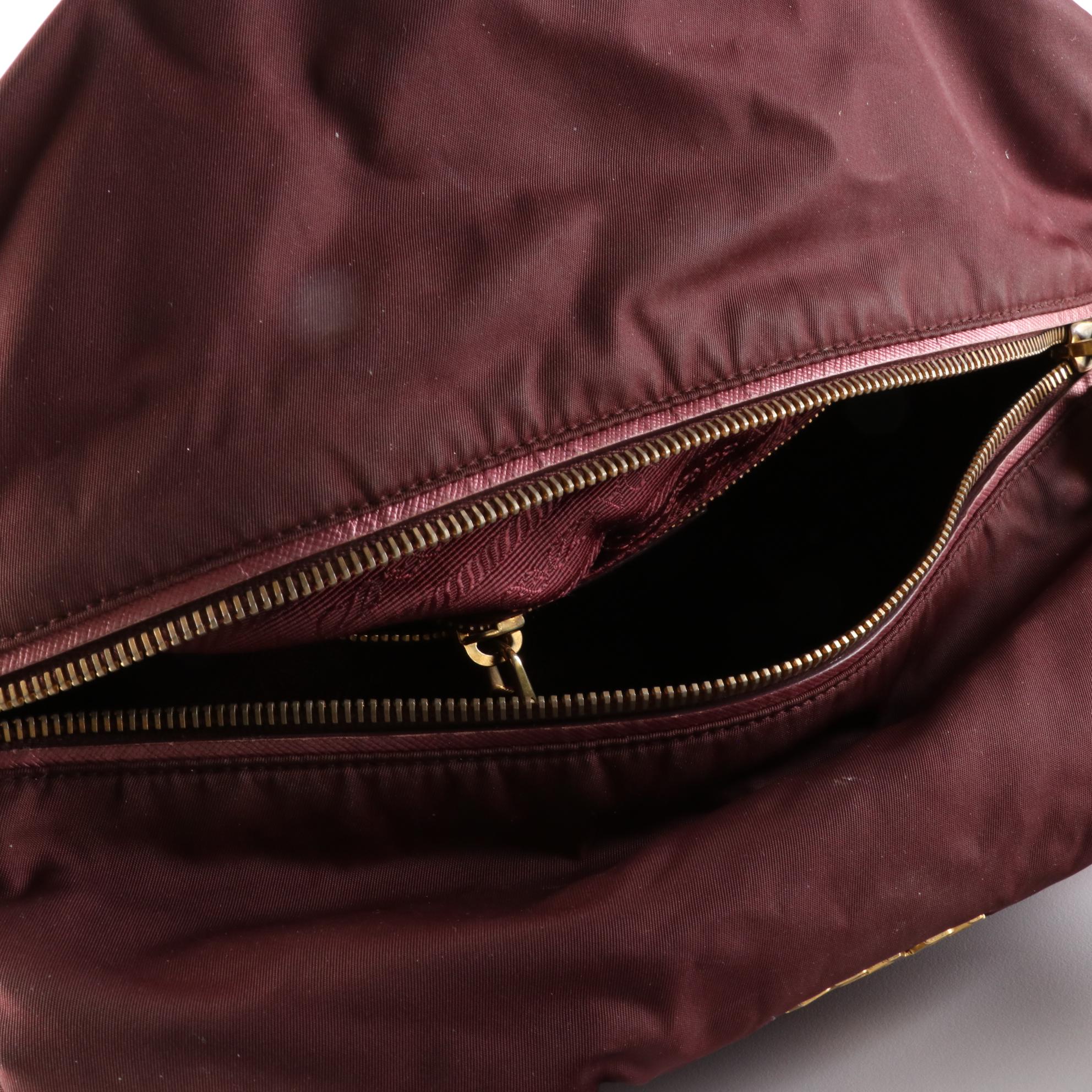 Prada Nylon Tessuto and Leather Shoulder Bag