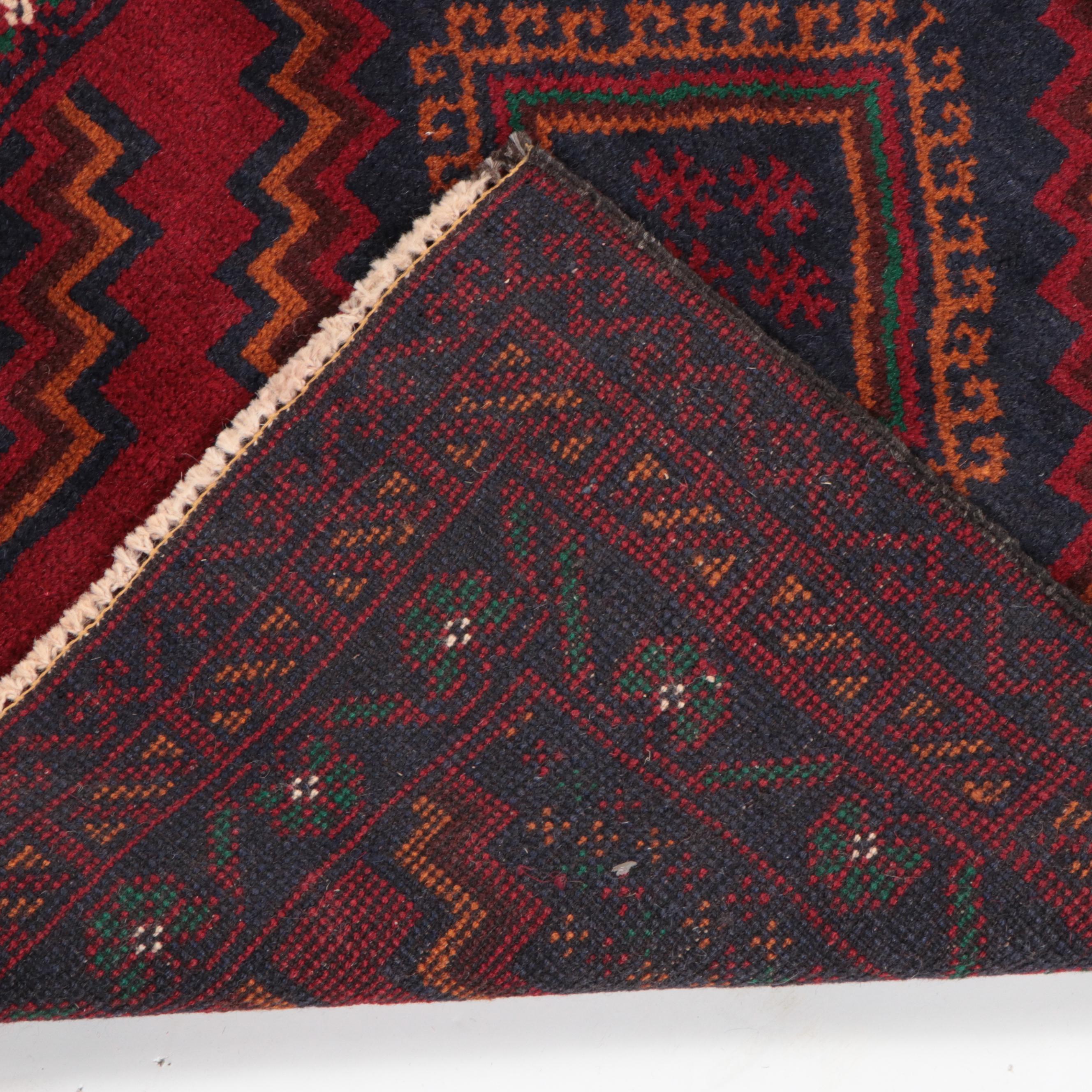 2'8 x 4'7 Hand-Knotted Afghan Baluch Accent Rug