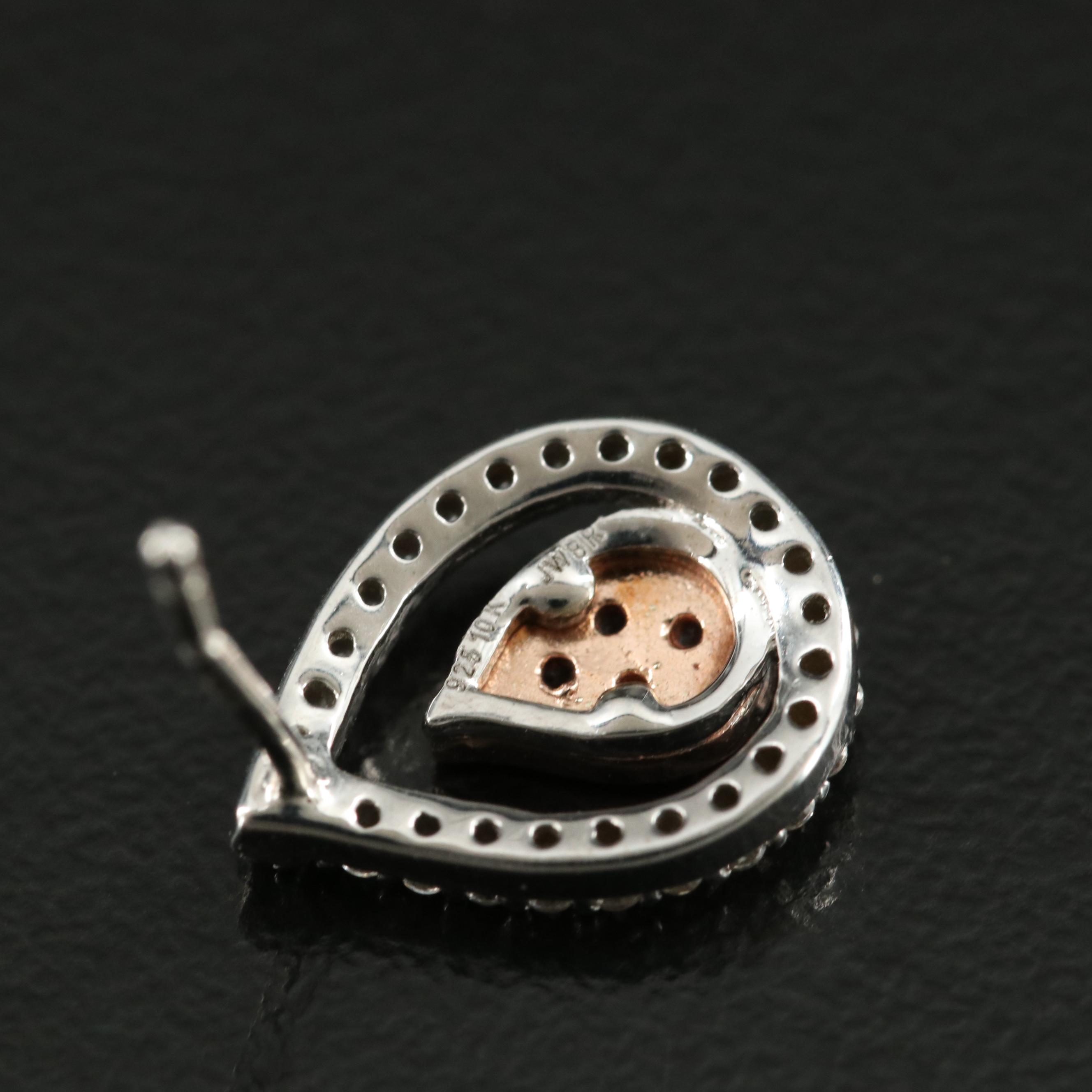 Sterling White Sapphire Earrings with 10K Rose Gold Accent