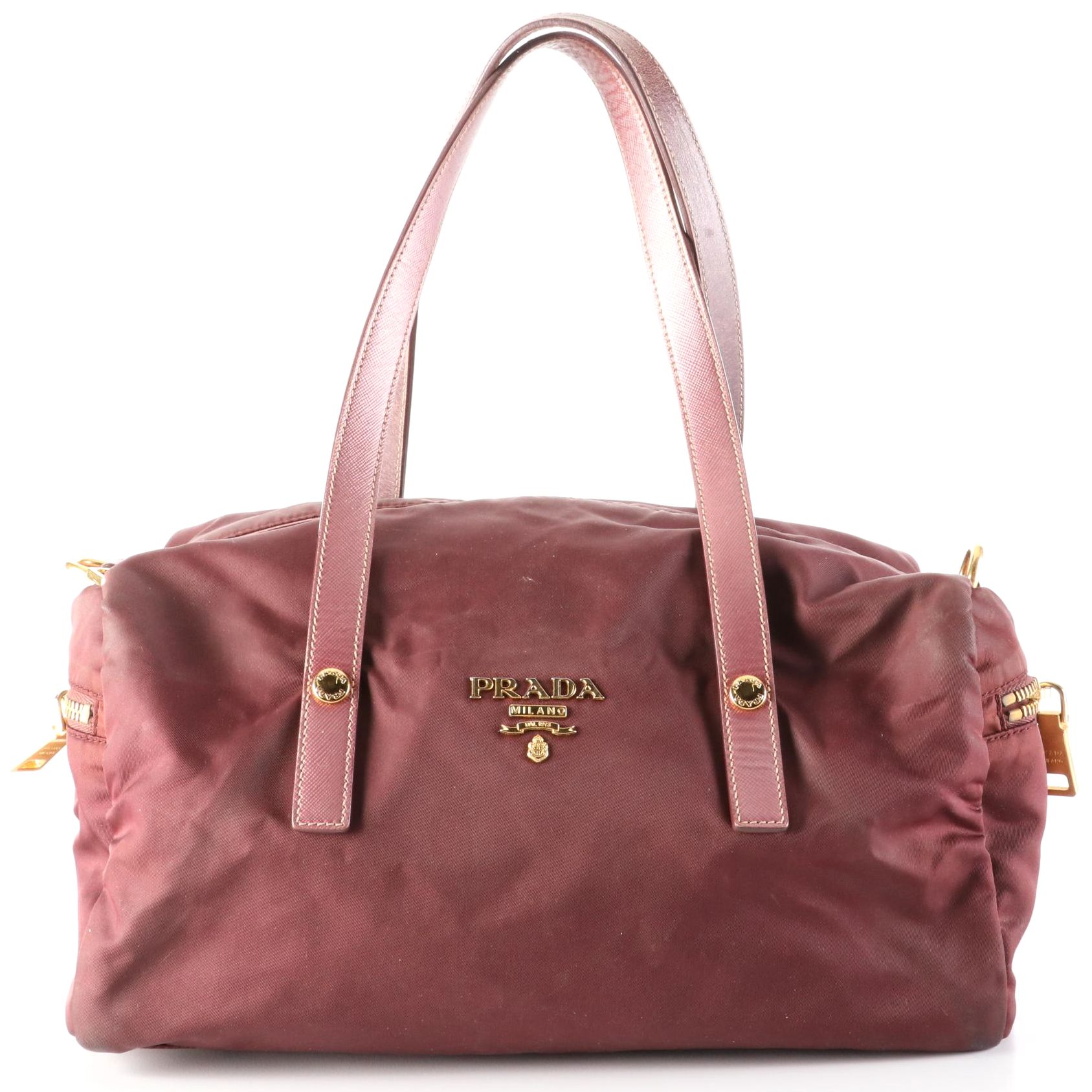 Prada Nylon Tessuto and Leather Shoulder Bag
