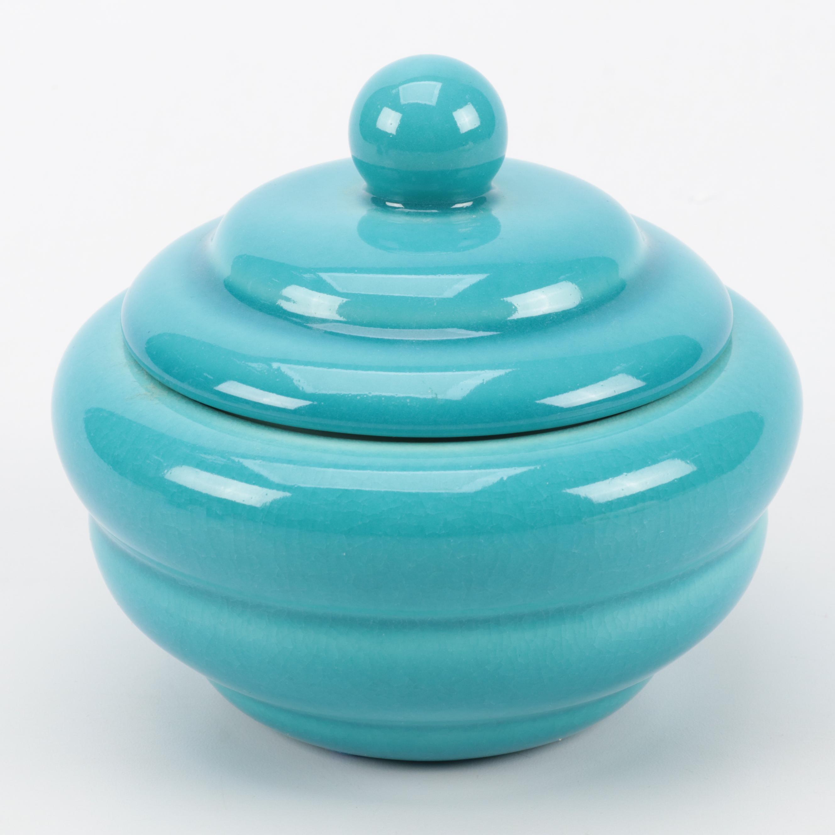 Louise Abel for Rookwood Pottery Blue Glaze Ceramic Lidded Jar and More