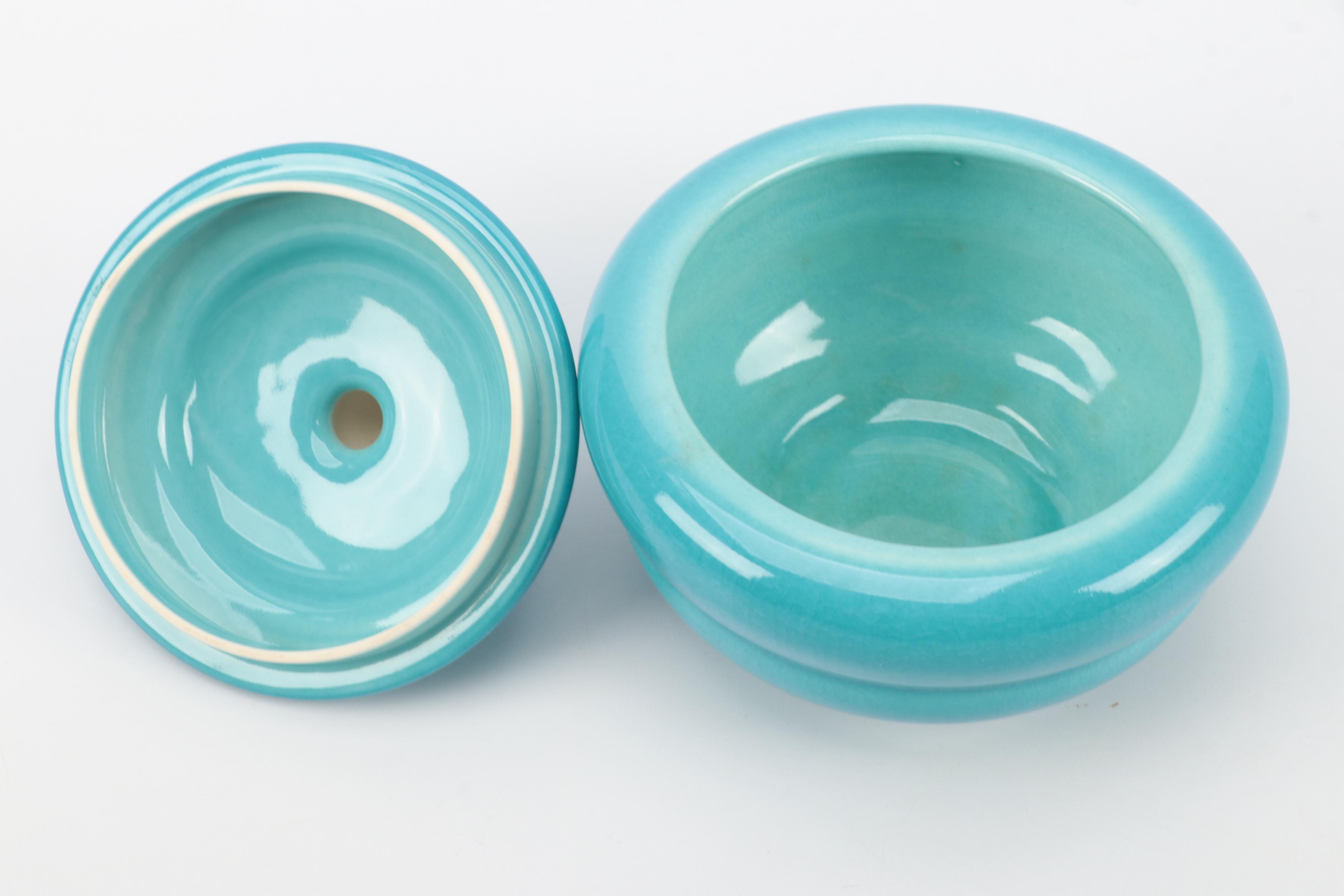 Louise Abel for Rookwood Pottery Blue Glaze Ceramic Lidded Jar and More