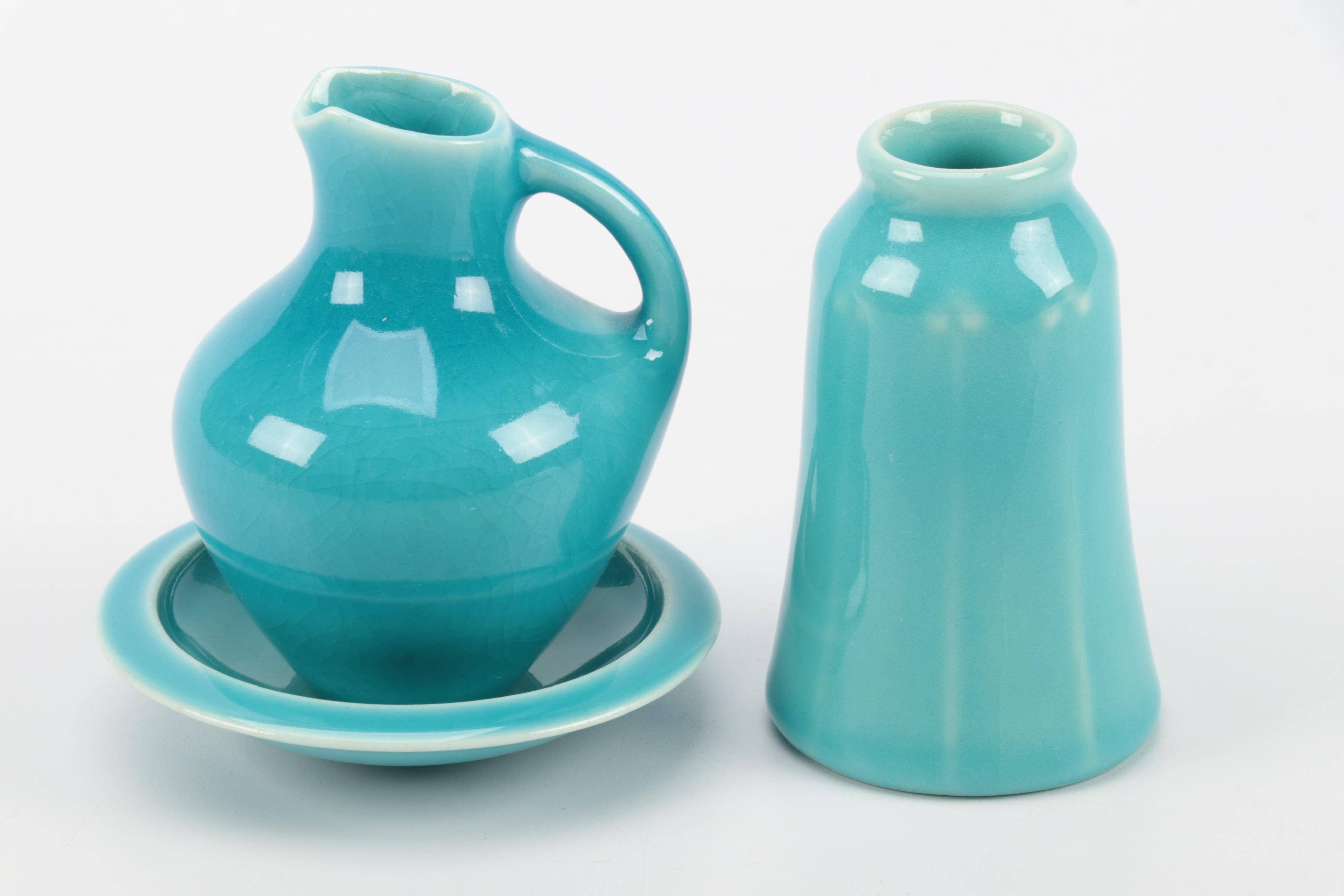 Louise Abel for Rookwood Pottery Blue Glaze Ceramic Lidded Jar and More