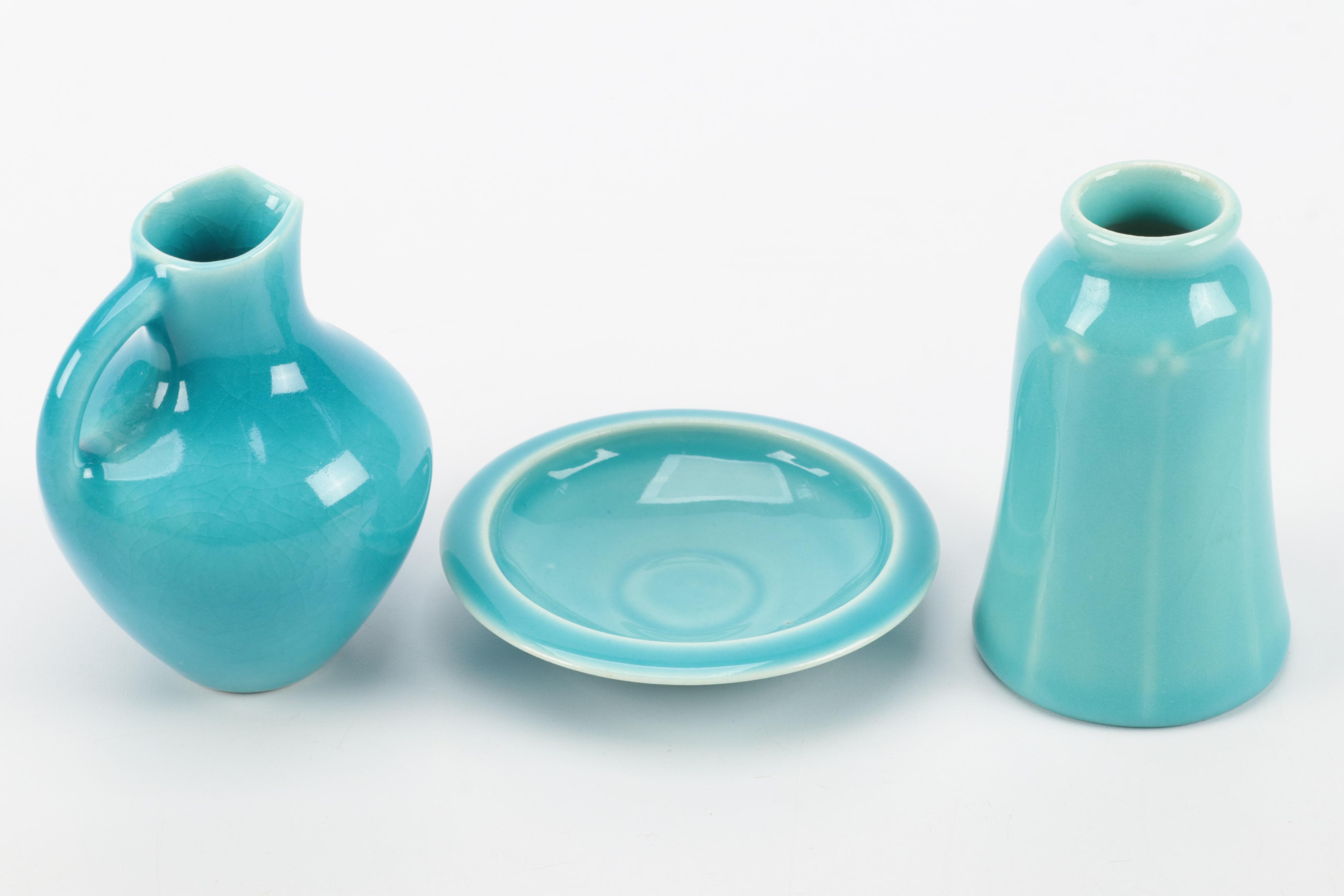 Louise Abel for Rookwood Pottery Blue Glaze Ceramic Lidded Jar and More