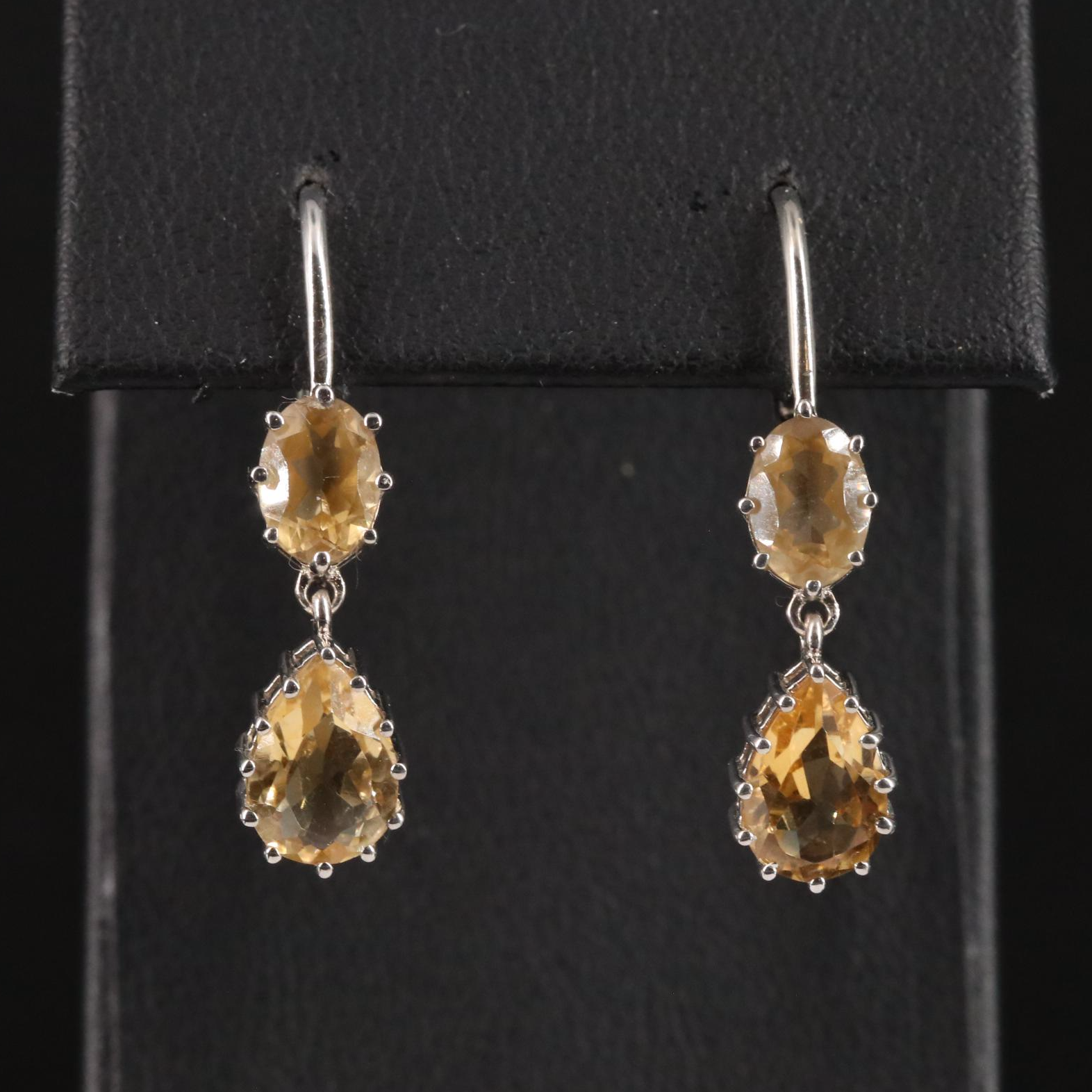 Sterling Citrine Drop Earrings