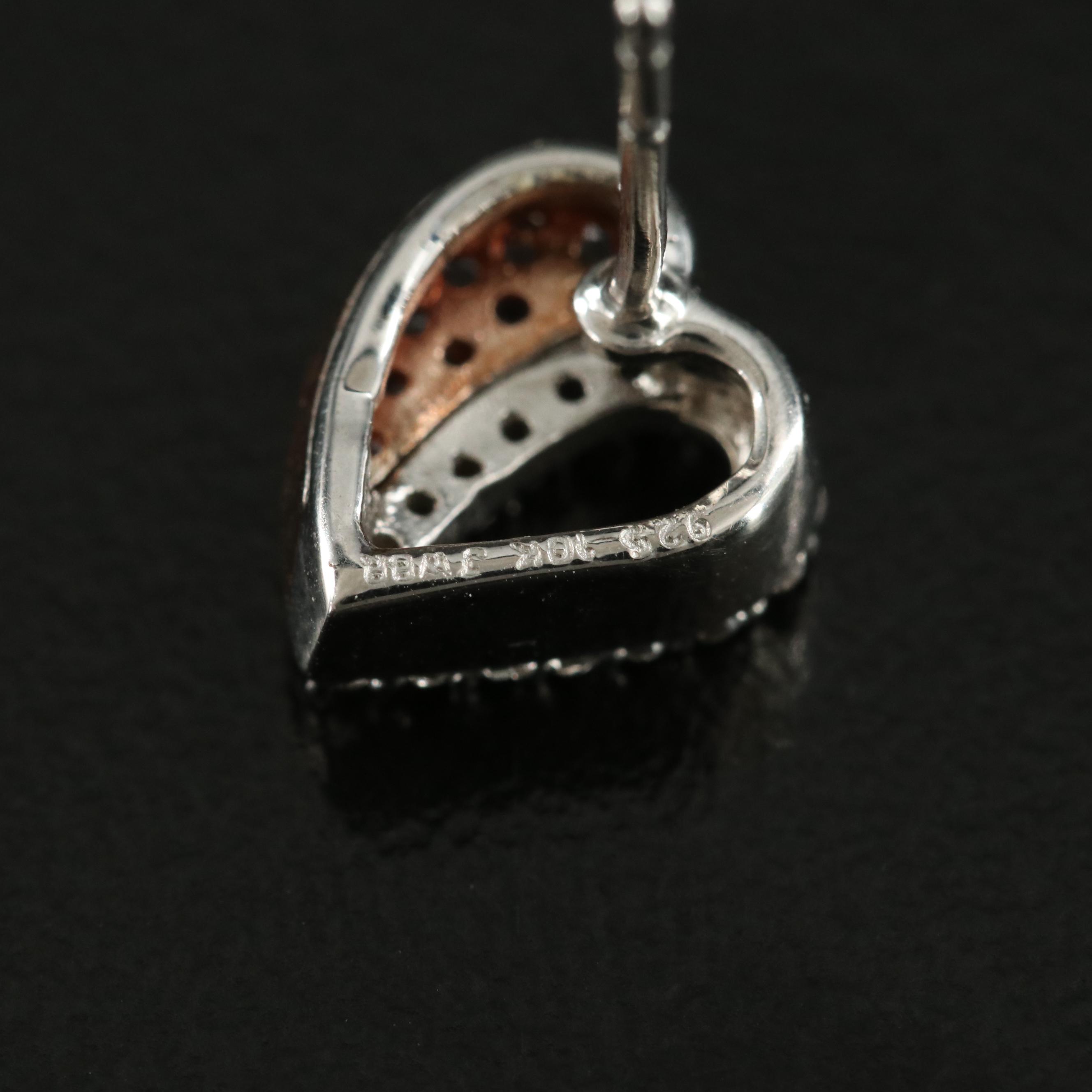 Sterling Sapphire Heart Earrings with 10K Rose Gold Accent