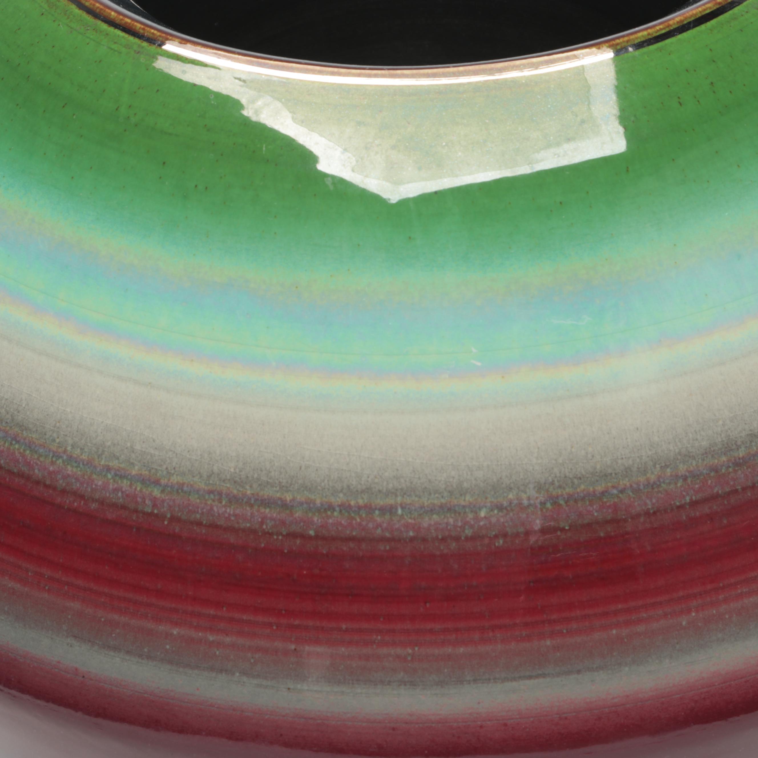 Marvin Bjurlin Pottery Planter With Multicolor Glaze