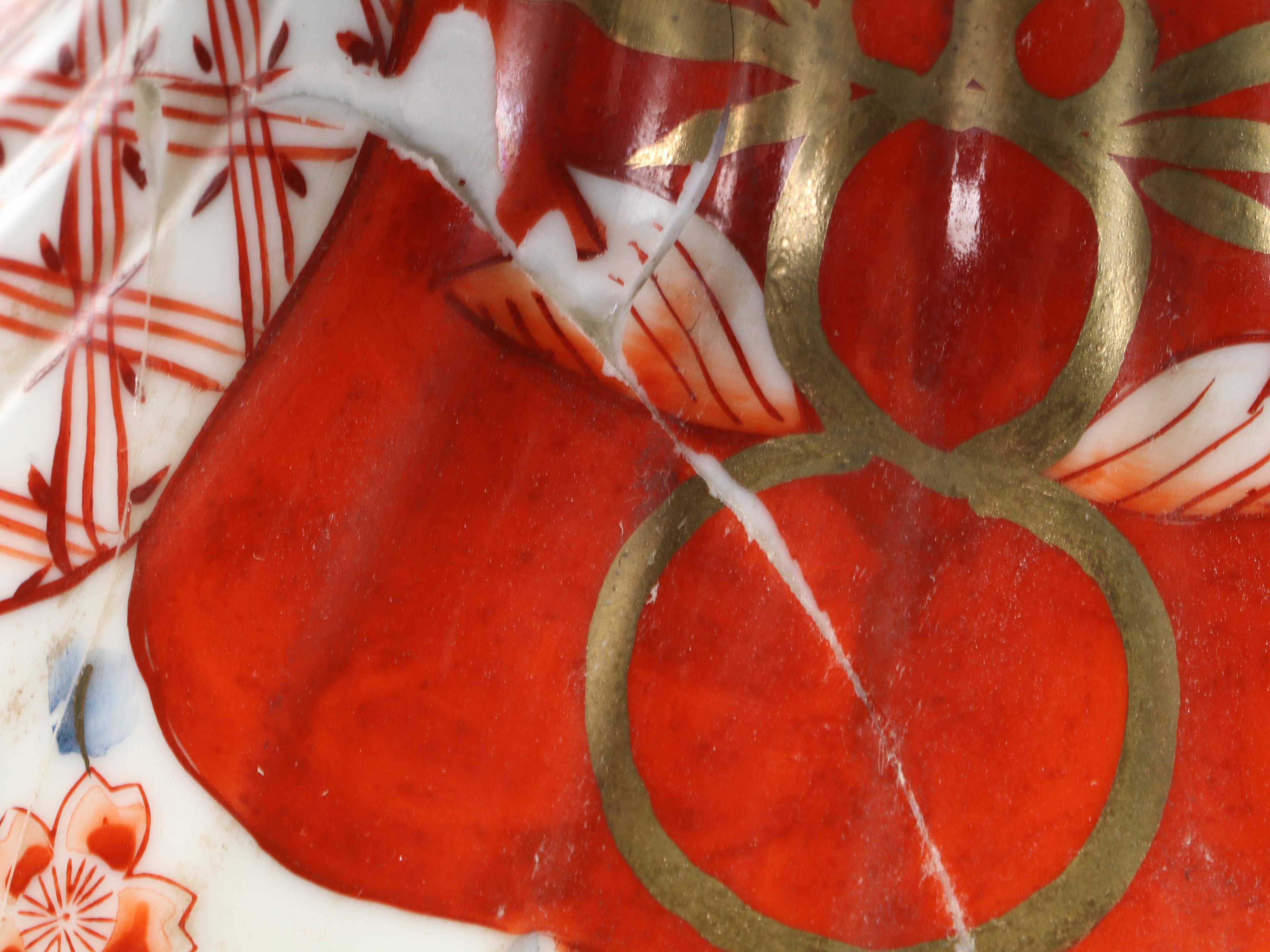 Pair of Japanese Imari Cherry Blossom Ribbed Porcelain Vase Table Lamps