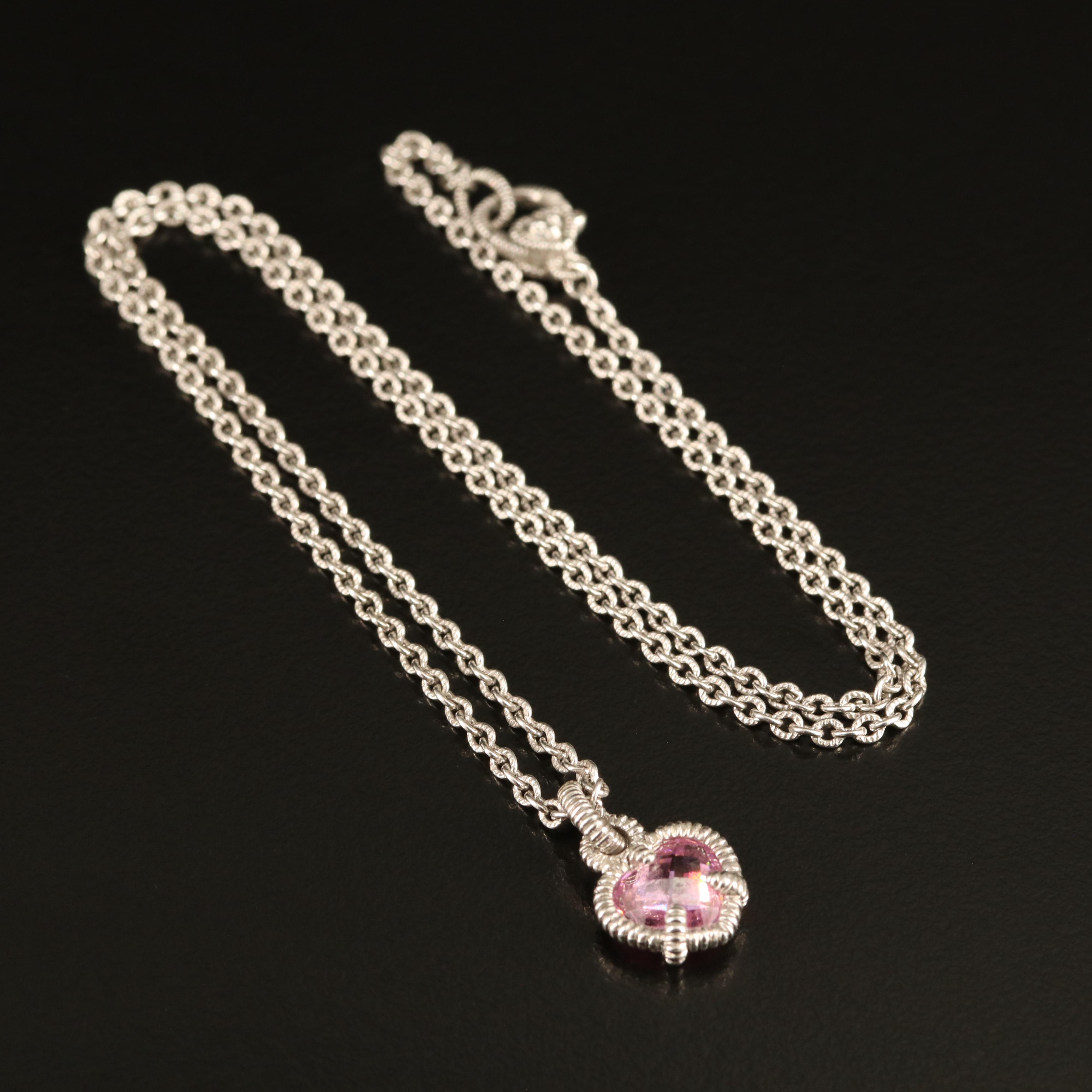 Judith Ripka Sterling Cubic Zirconia Heart Pendant Necklace