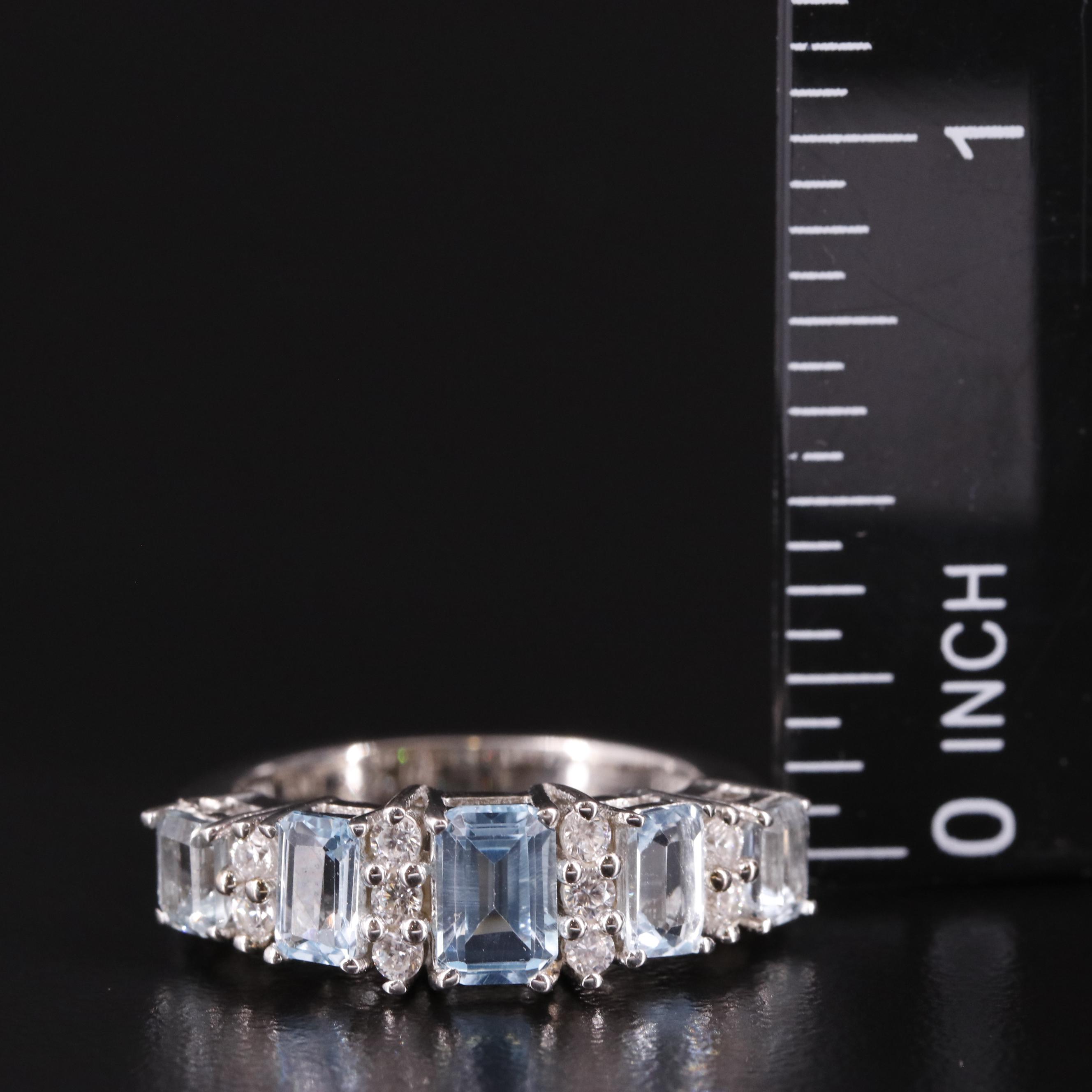 Sterling Blue Topaz and White Topaz Tapered Ring