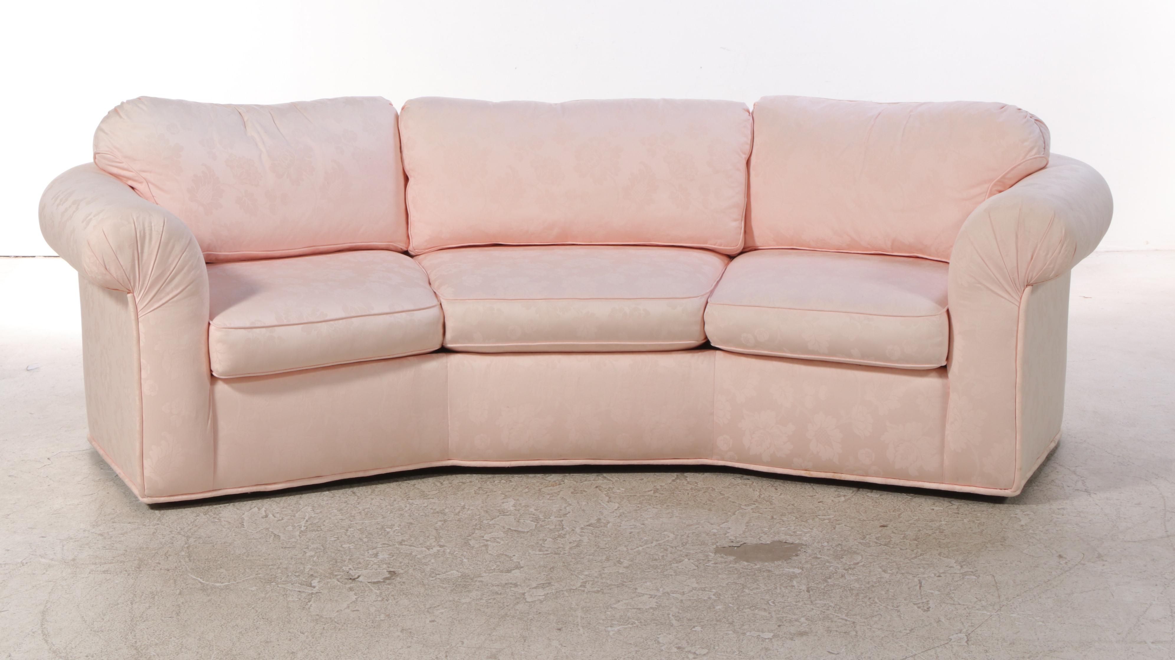 Sherrill Furniture Custom-Upholstered Curved Roll-Arm Sofa