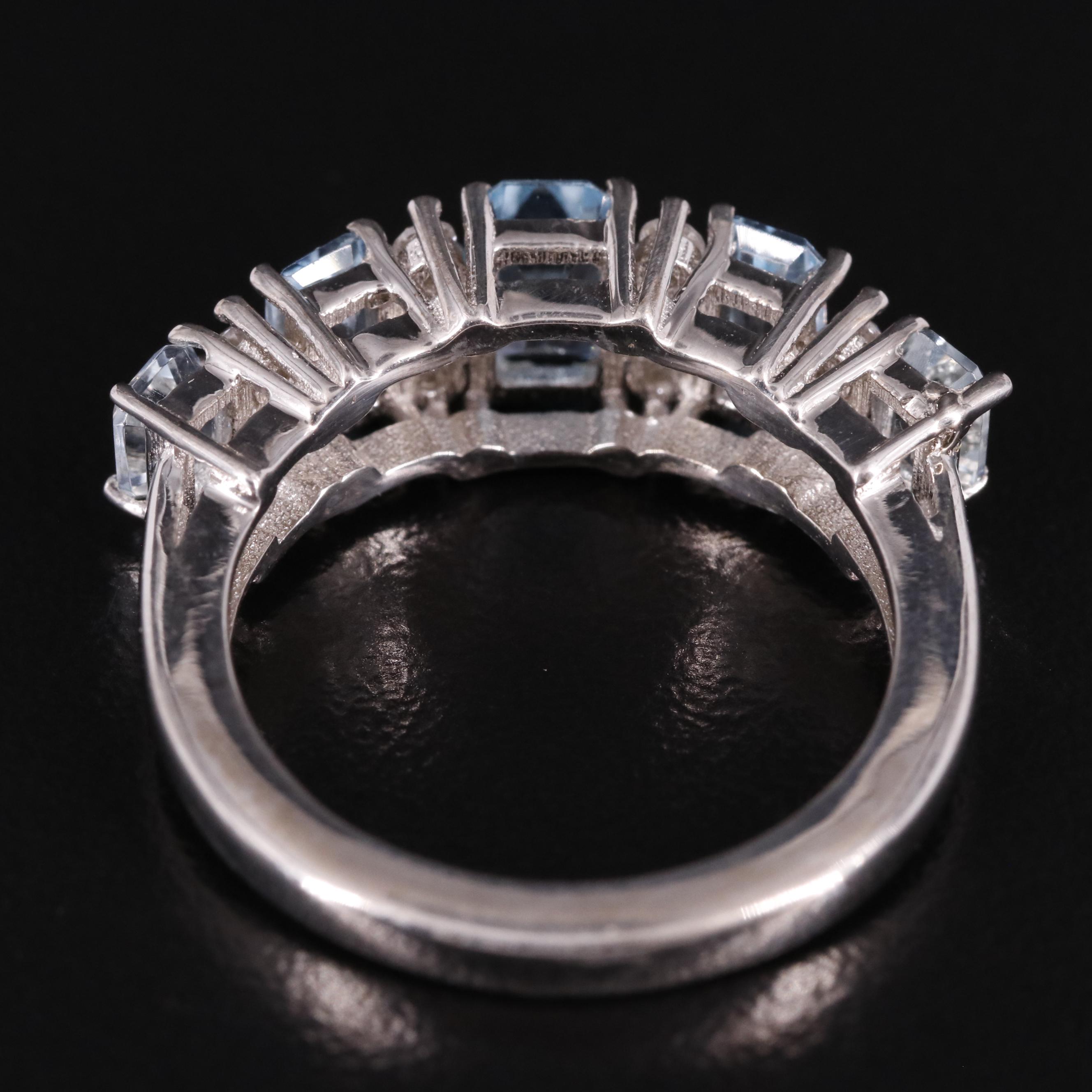 Sterling Blue Topaz and White Topaz Tapered Ring