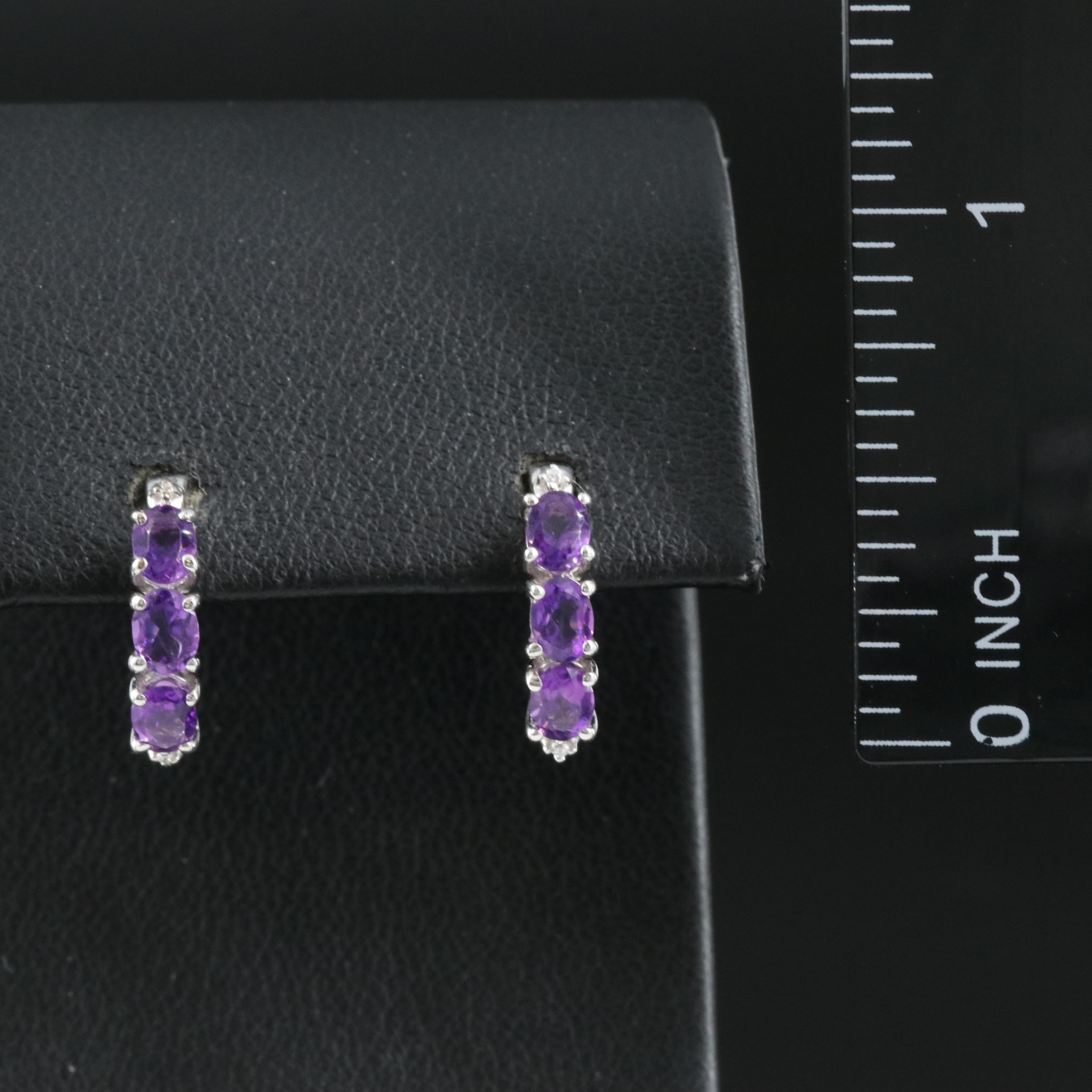 Sterling Amethyst and Cubic Zirconia Earrings