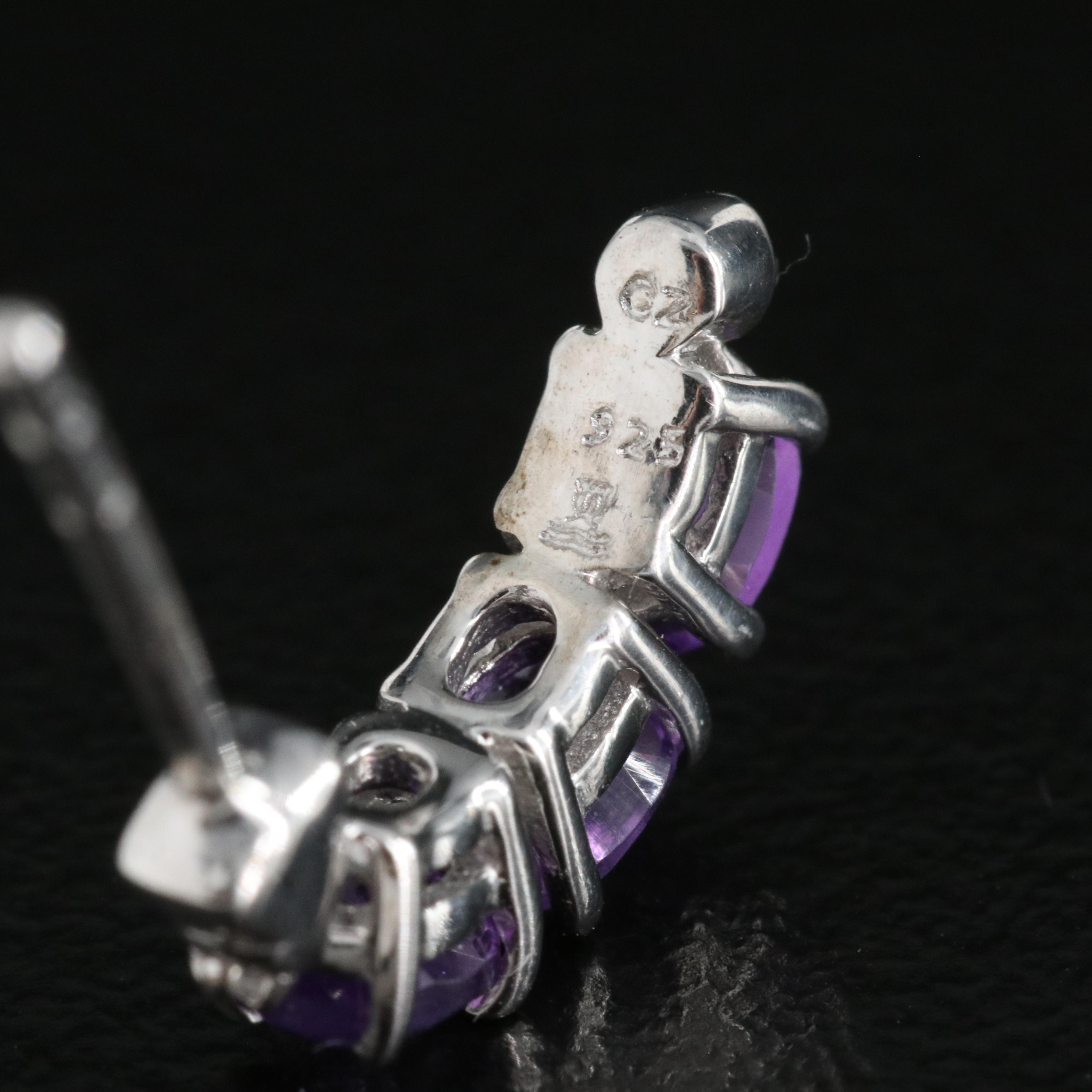 Sterling Amethyst and Cubic Zirconia Earrings