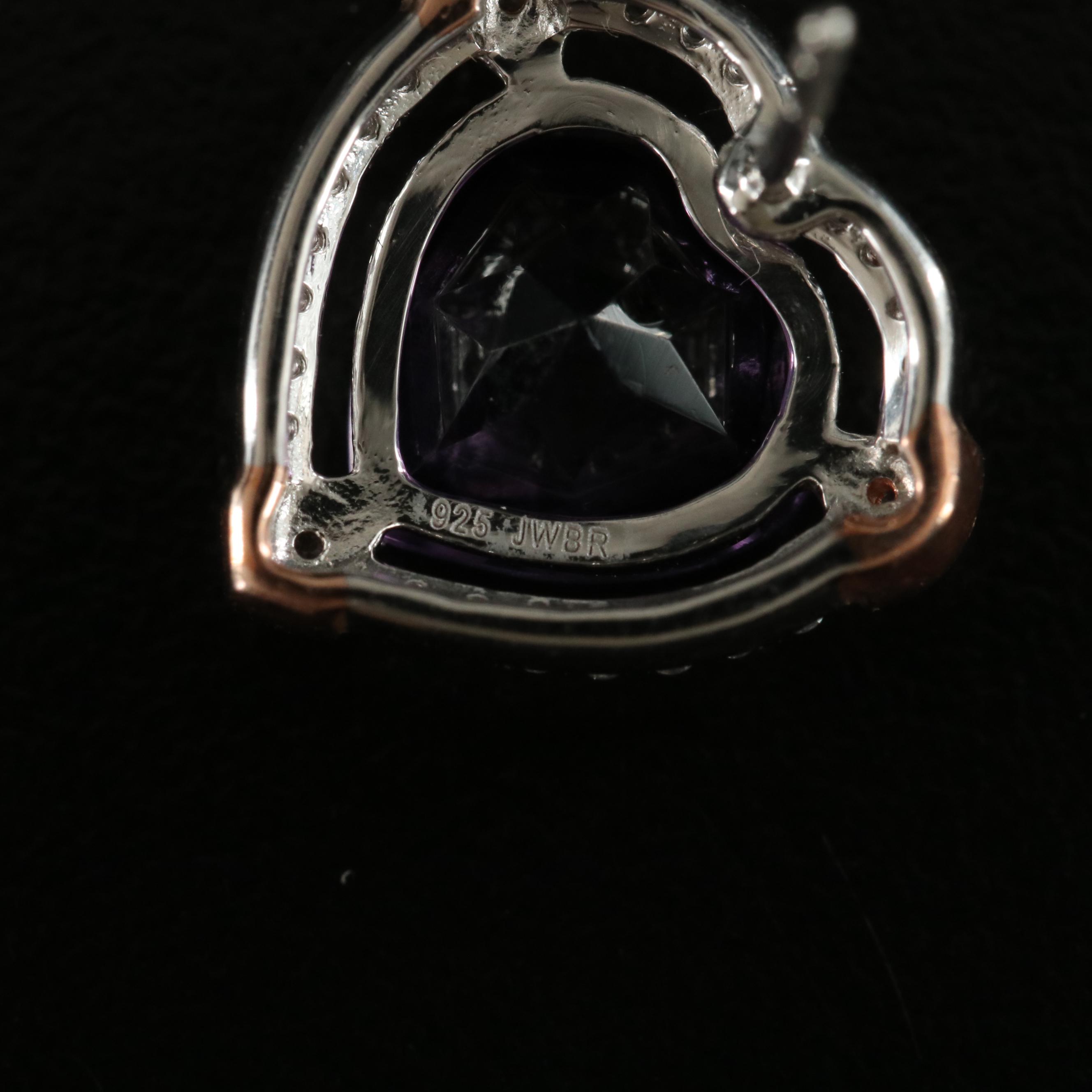 Sterling Amethyst and Sapphire Heart Earrings