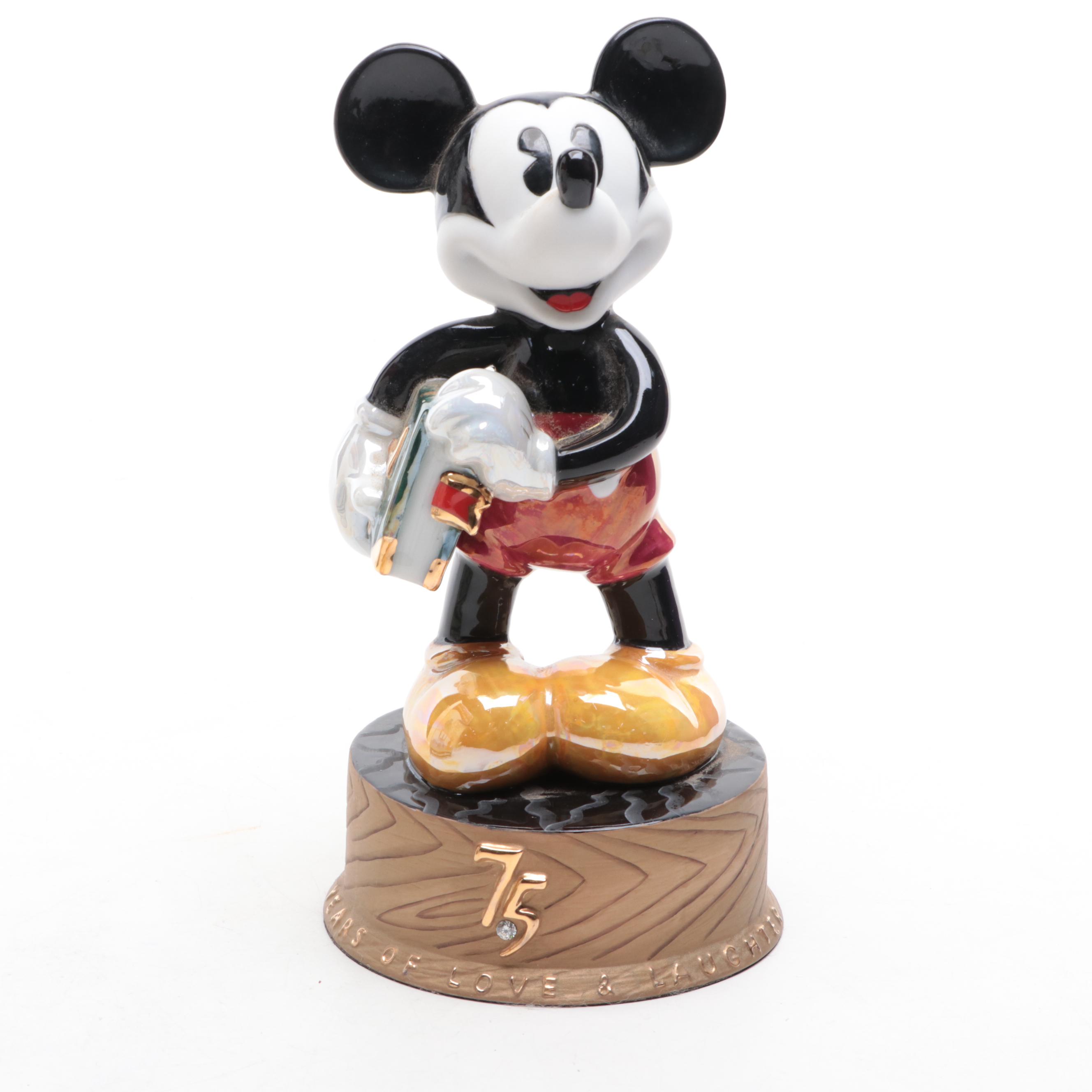 Disney Mickey Mouse Limited Edition 75th Anniversary Figurine with Clock