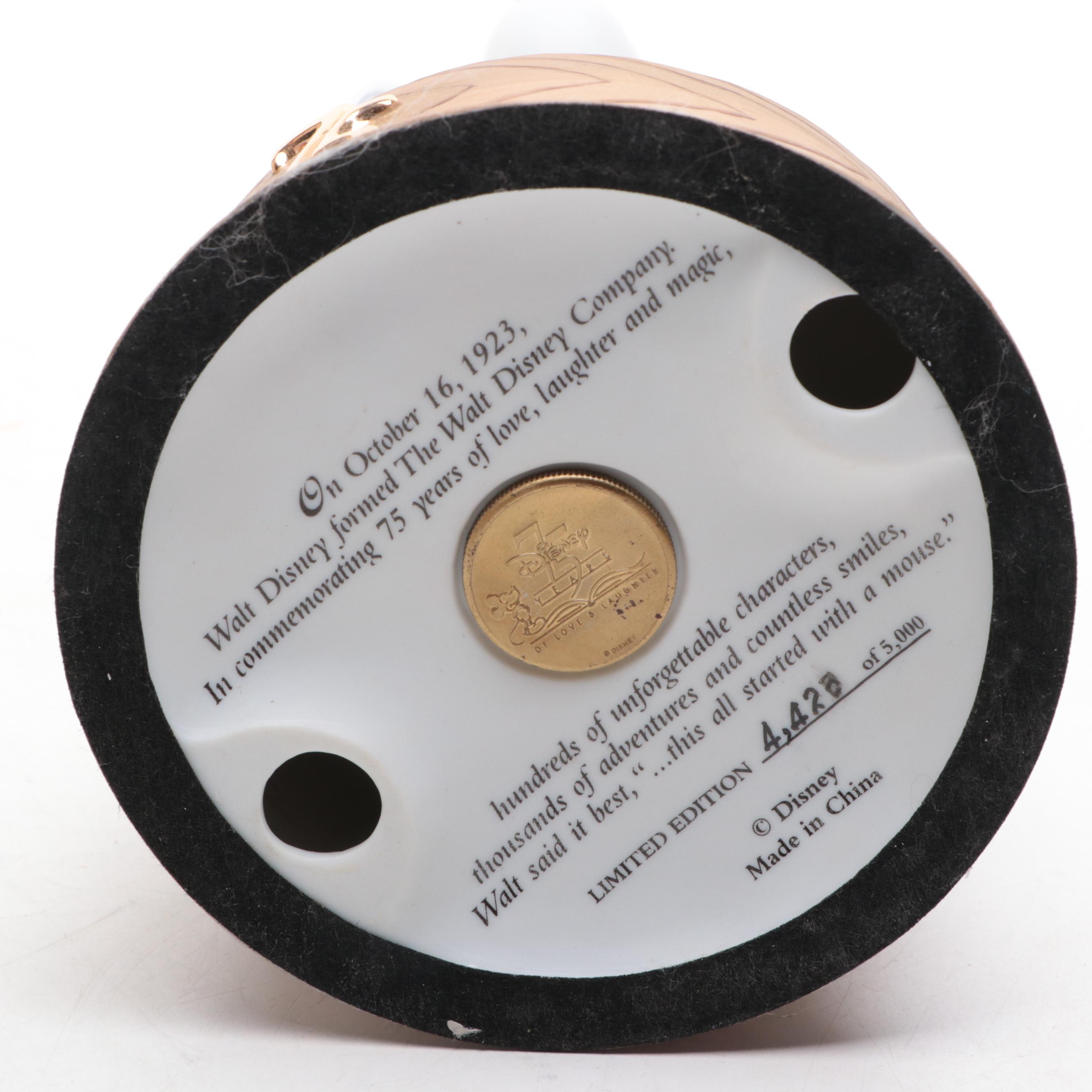 Disney Mickey Mouse Limited Edition 75th Anniversary Figurine with Clock